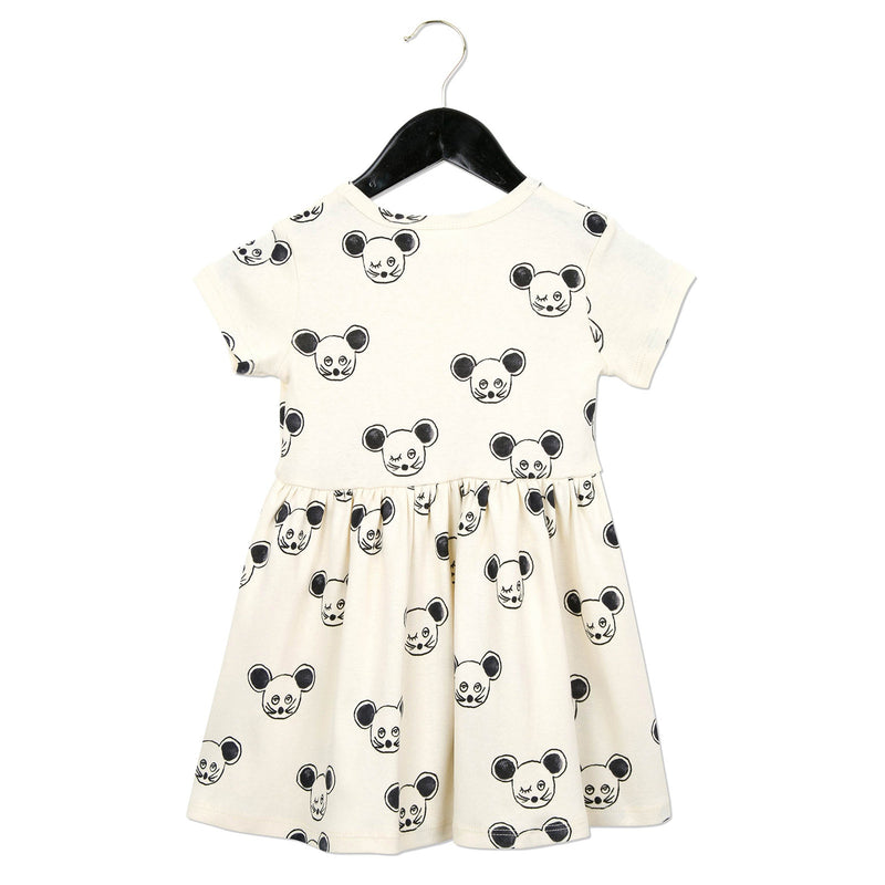 Girls White Cotton Dress With Black Mouse Print - CÉMAROSE | Children's Fashion Store - 2