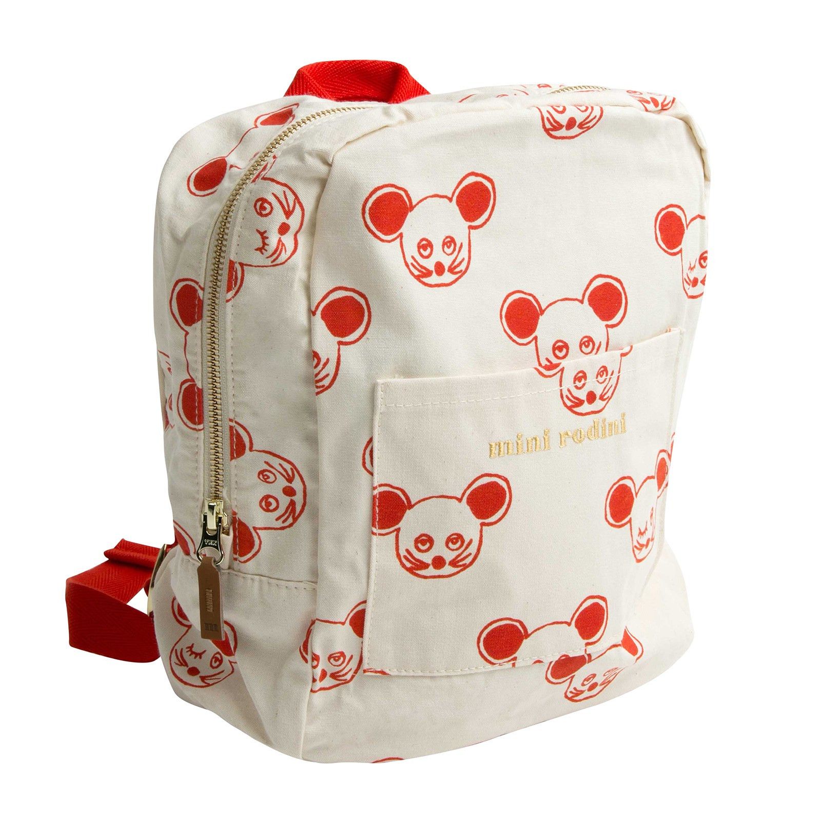 Boys&Girls White Cotton Backpack With Red Mouse Print - CÉMAROSE | Children's Fashion Store - 1