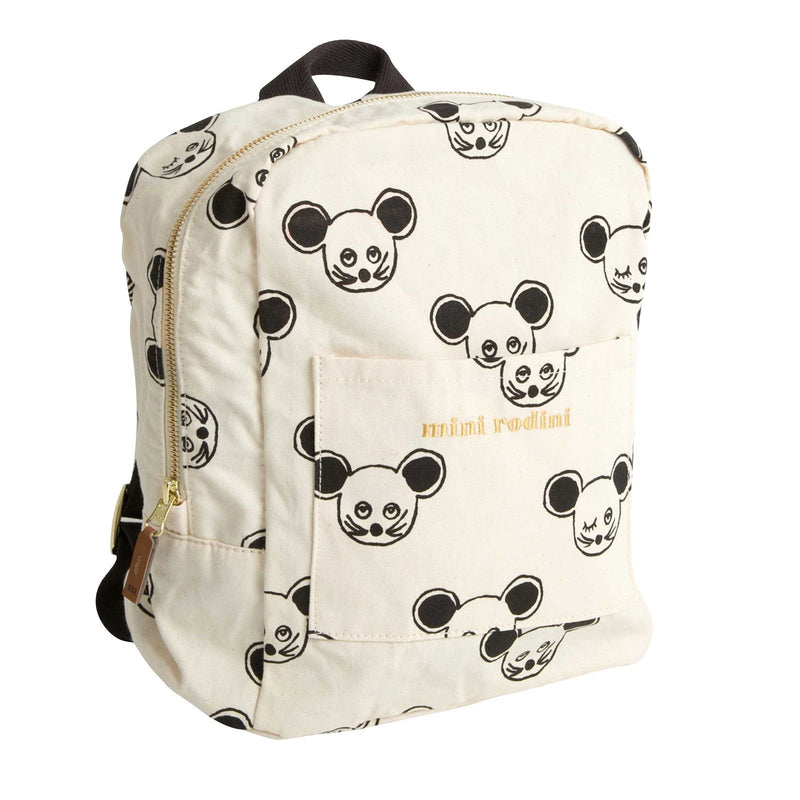 Boys&Girls White Cotton Backpack With Black Mouse Print - CÉMAROSE | Children's Fashion Store - 1