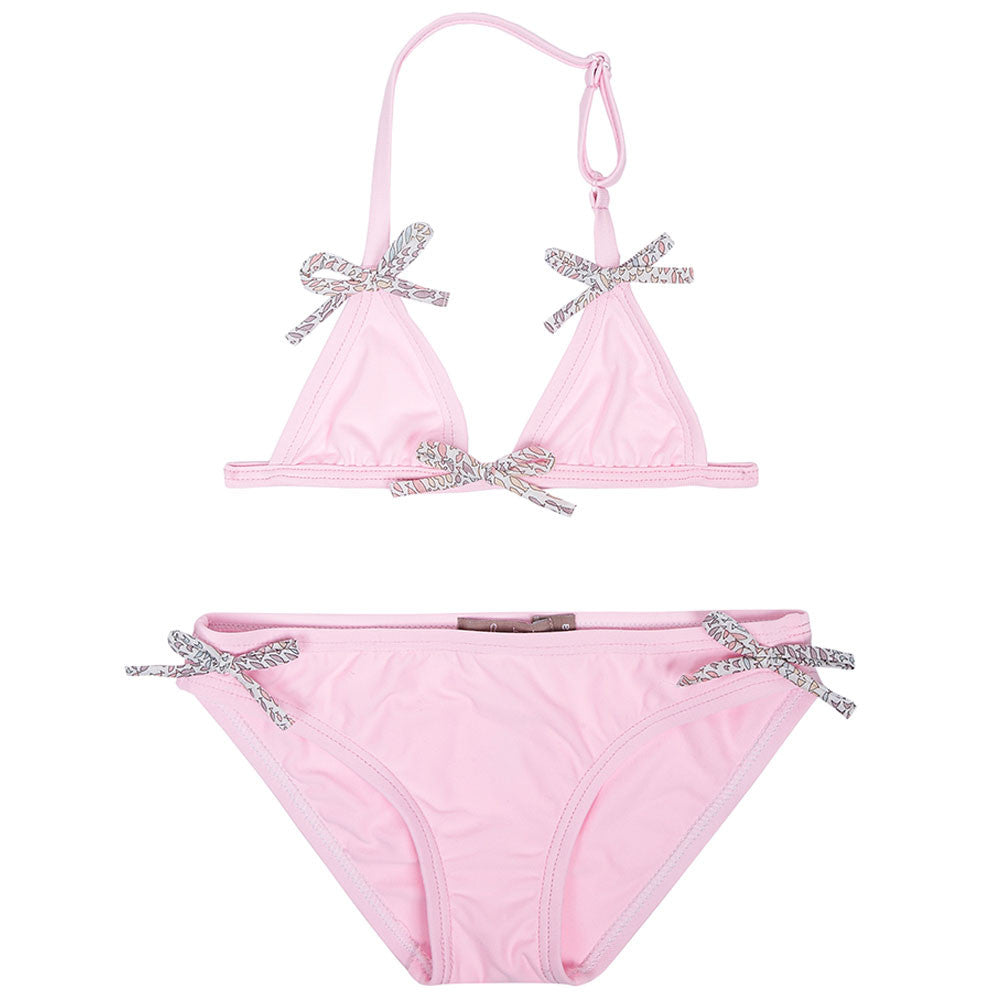 Girls Pink Cotton Bikini With Bow