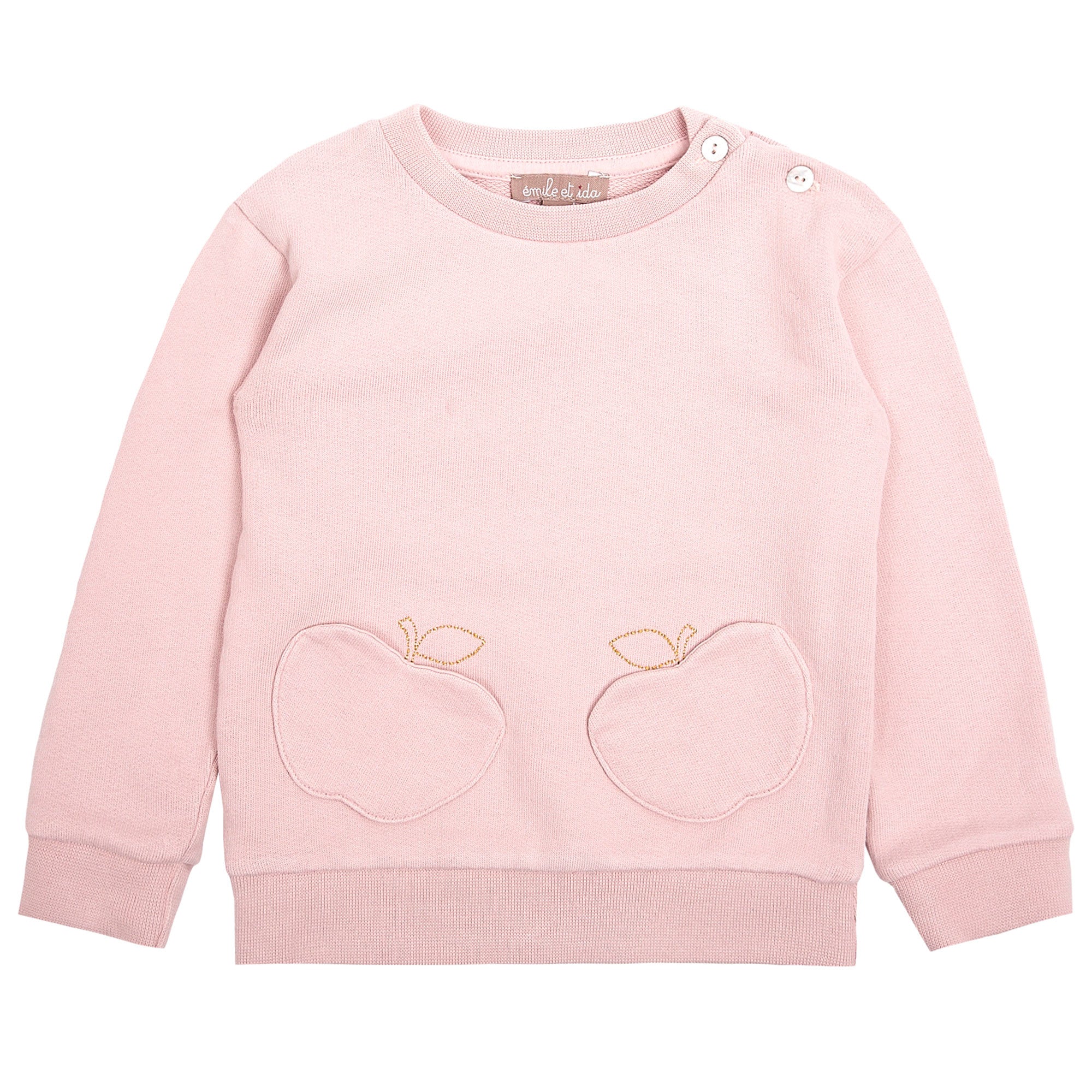 Girls Pink Cotton Sweater With Pocket