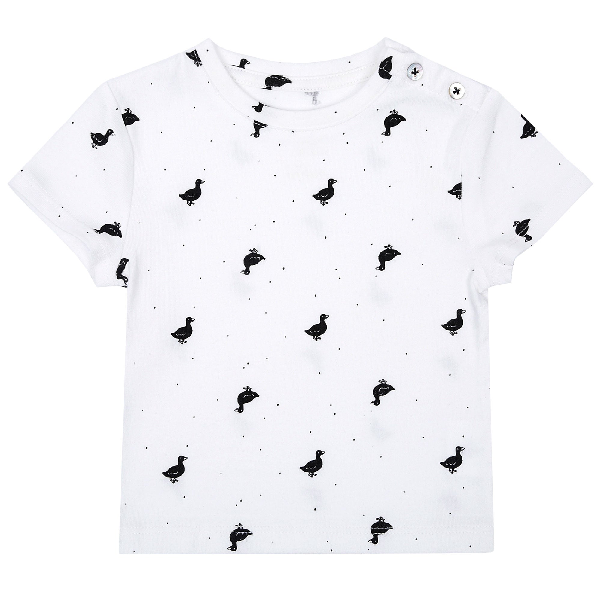 Baby Boys White Cotton T-shirt With Bird