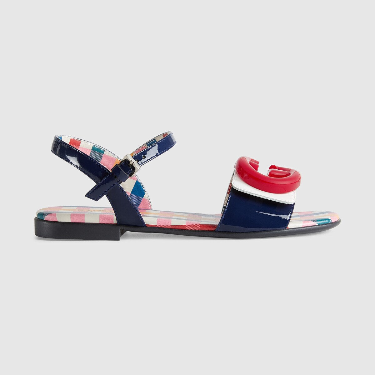 Girls Multicolor Check GG Logo Sandals