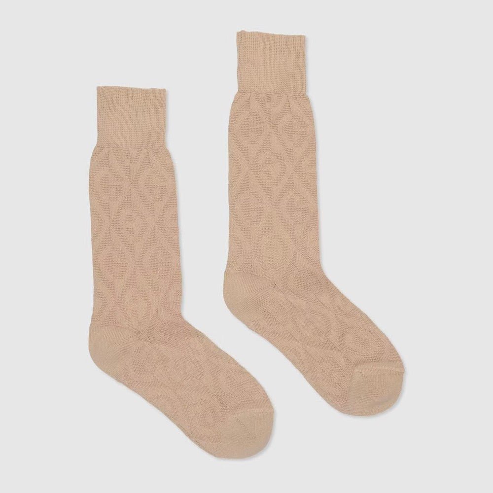 Boys & Girls Beige Logo Cotton Socks