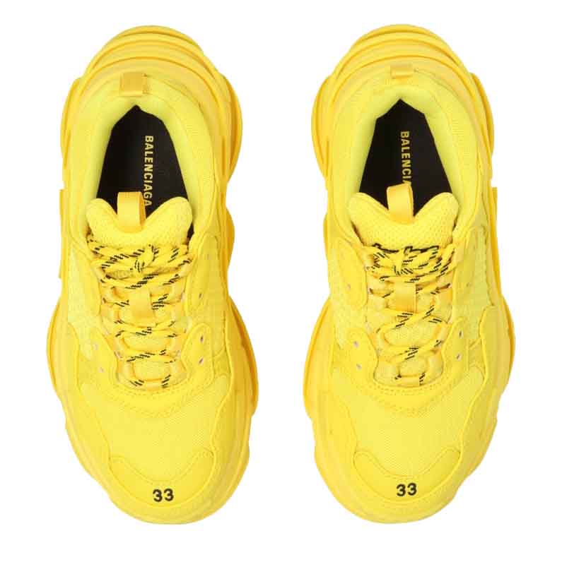 Boys & Girls Yellow Triple S Logo Shoes