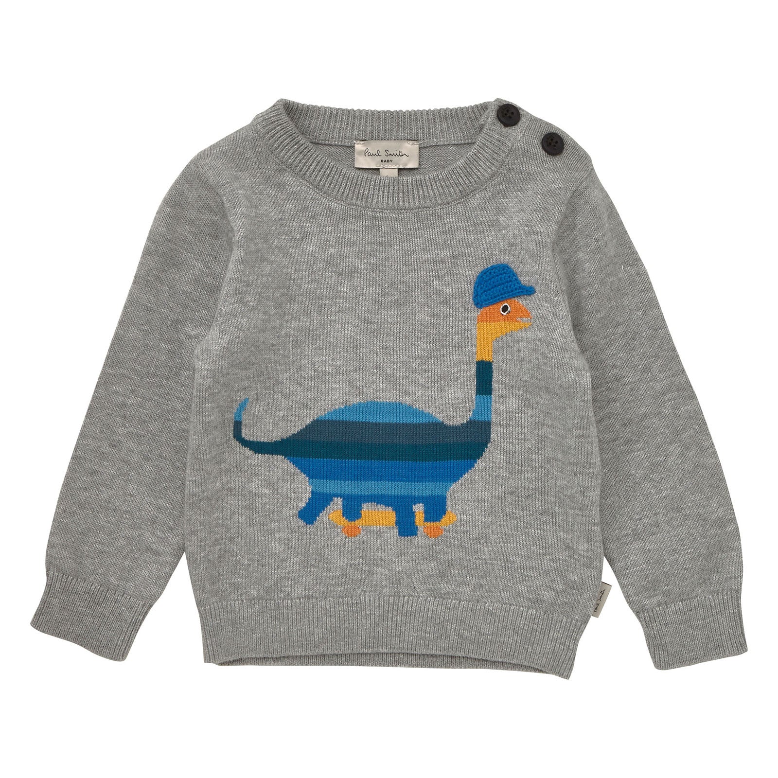 Baby Boys Grey Cotton Sweatshirt With Funny Dinosaur Print - CÉMAROSE | Children's Fashion Store