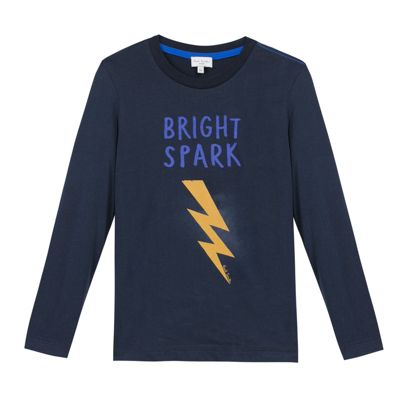 Boys Dark Blue Lightning Printed Trims T-Shirt - CÉMAROSE | Children's Fashion Store