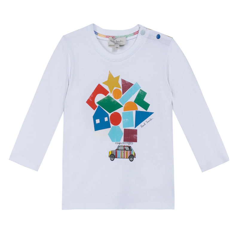 Baby Boys White Multicolor Shape Printed Cotton T-Shirt - CÉMAROSE | Children's Fashion Store