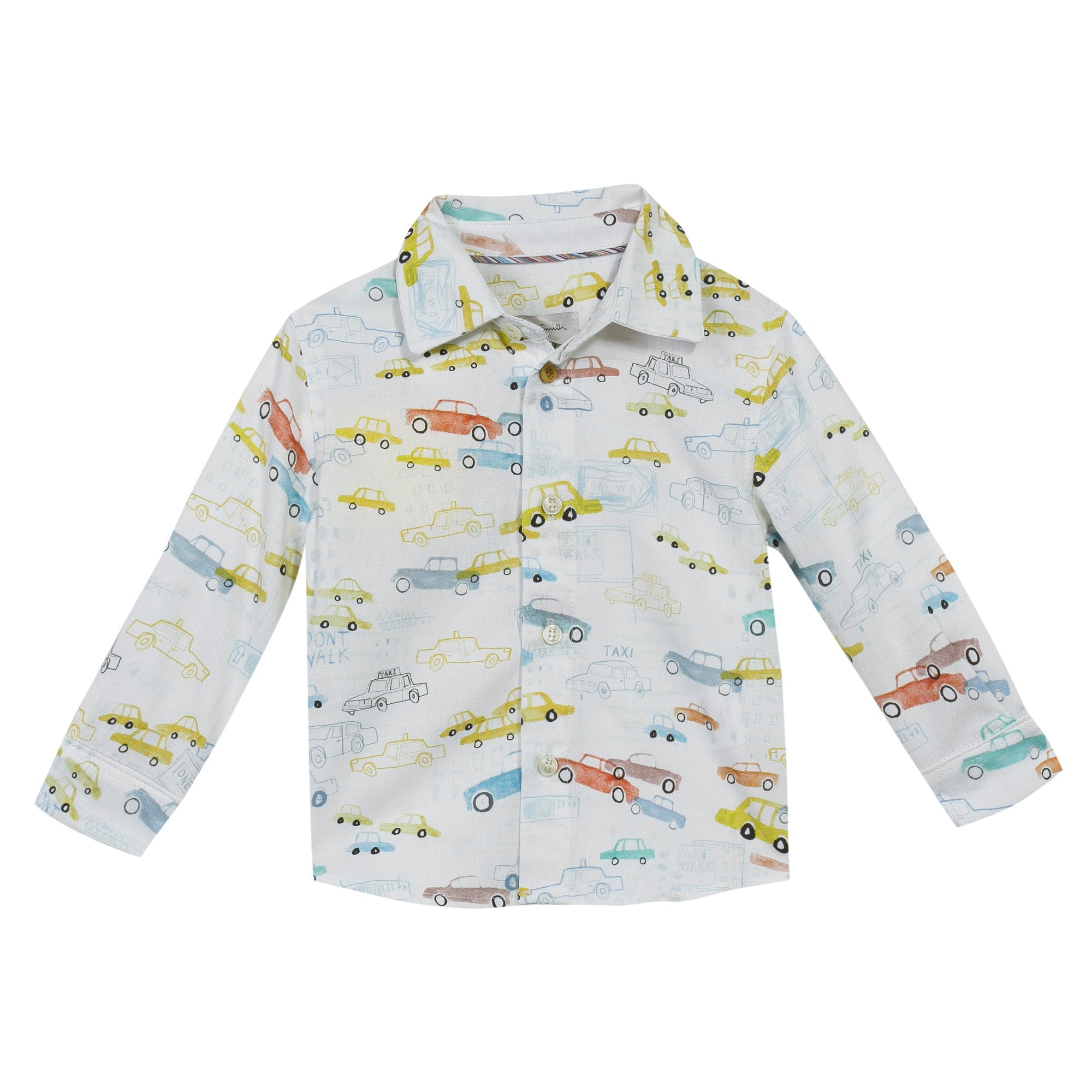Baby Boys Cream Allover Fancy Printed Cotton Trims Shirt - CÉMAROSE | Children's Fashion Store - 1