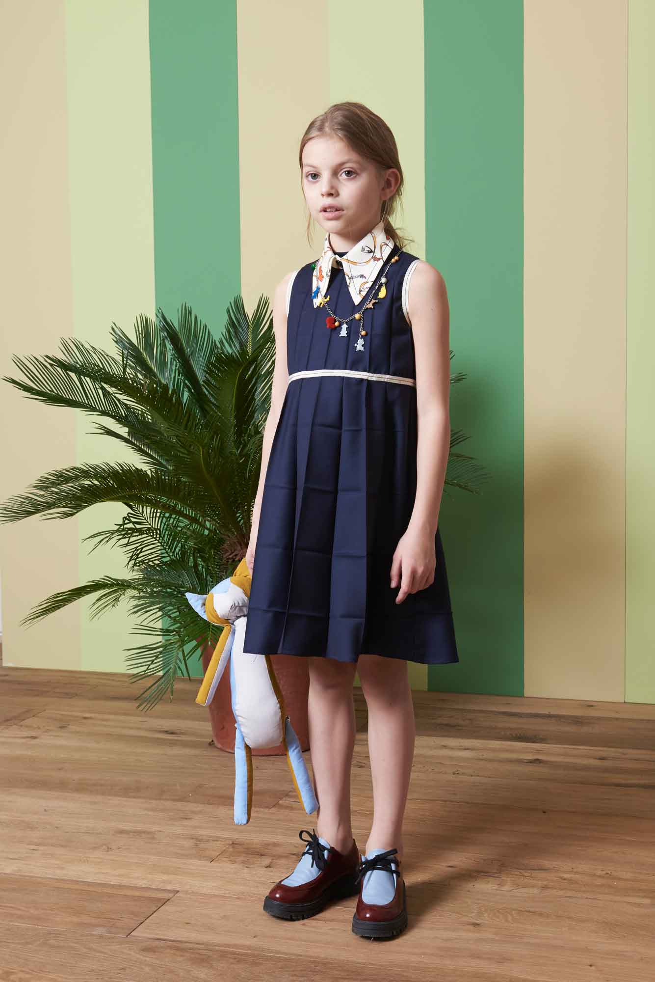 Girls Dark Blue Wool Dress