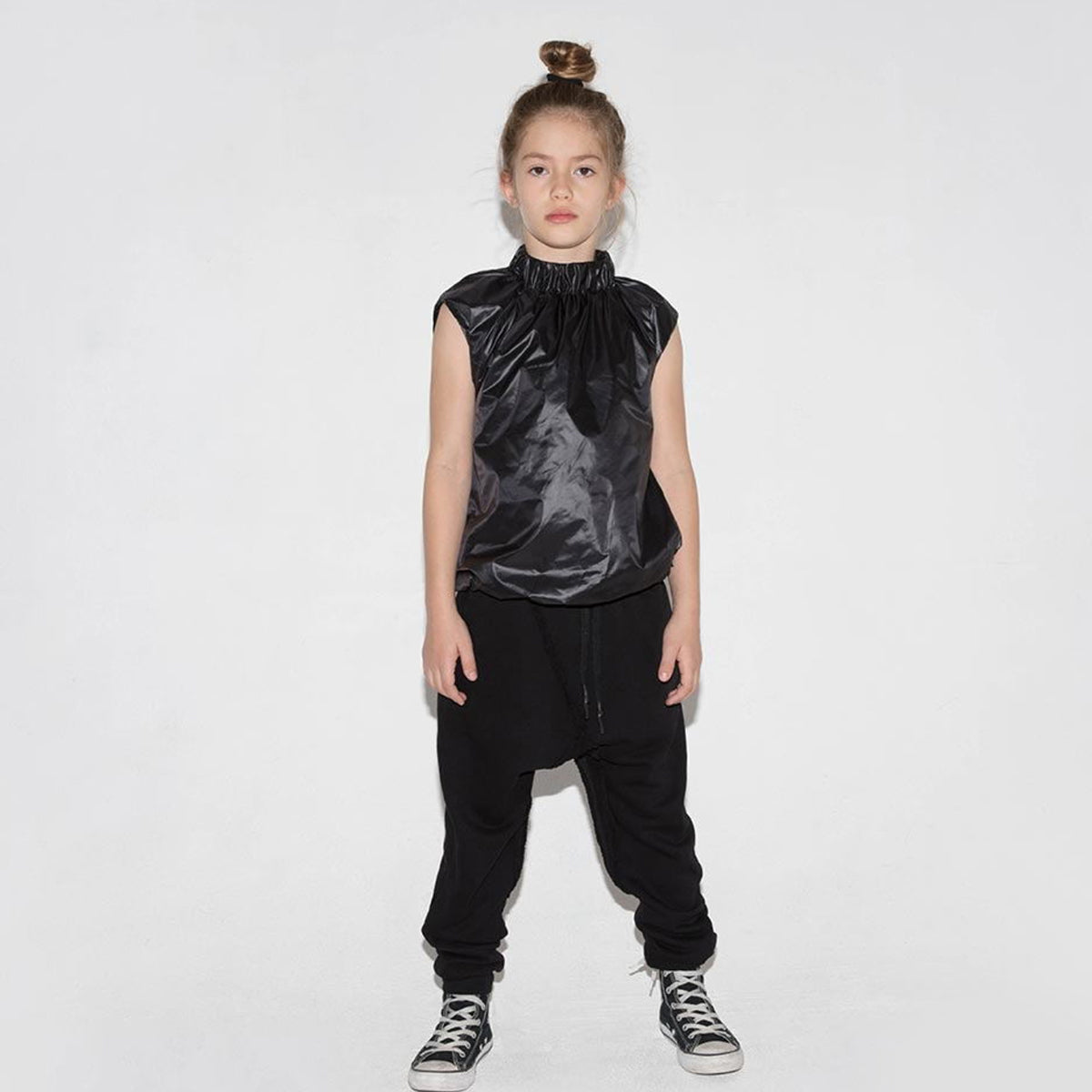 Boys&Girls Black Cotton Raw Pants