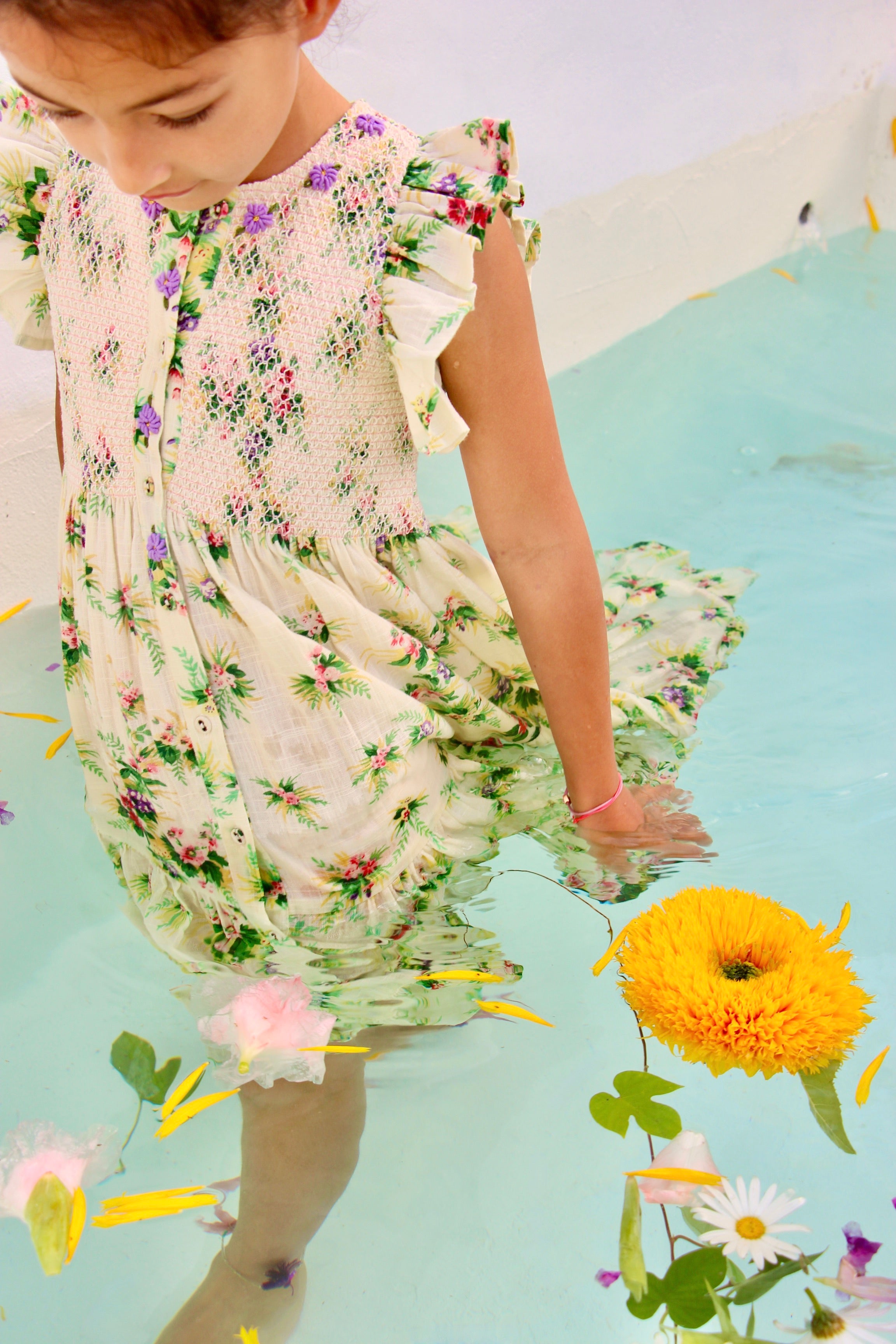 Girls White Floral Dress