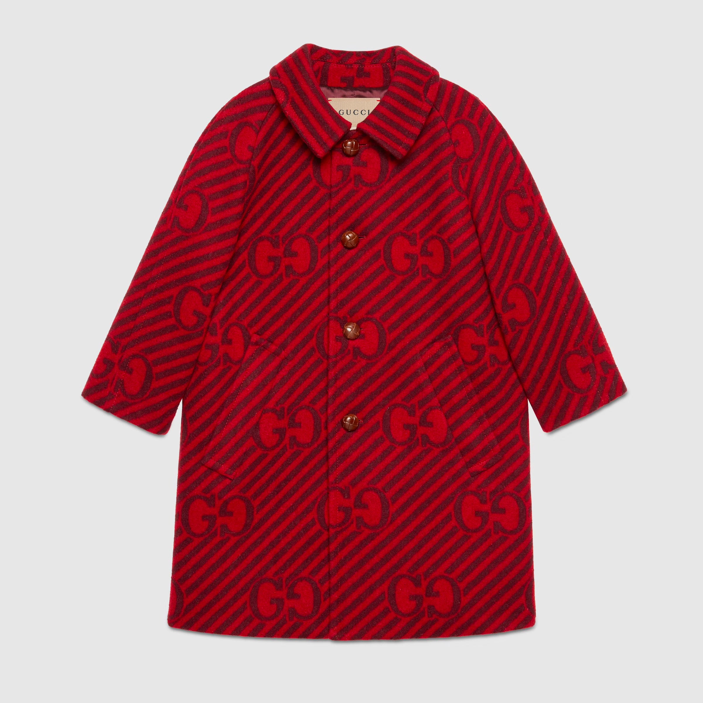 Girls Red Logo Wool Coat