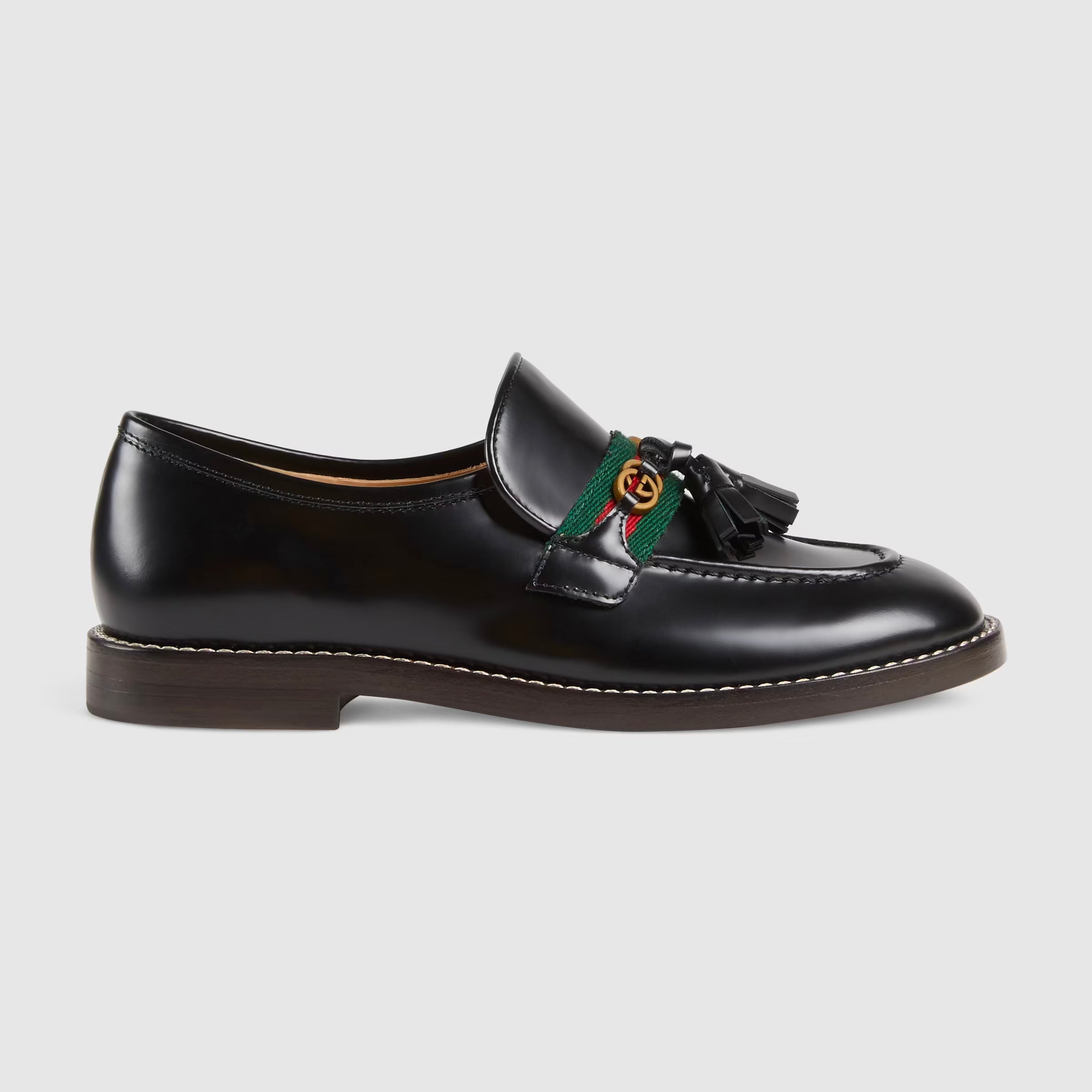 Girls Black GG Logo Leather Shoes