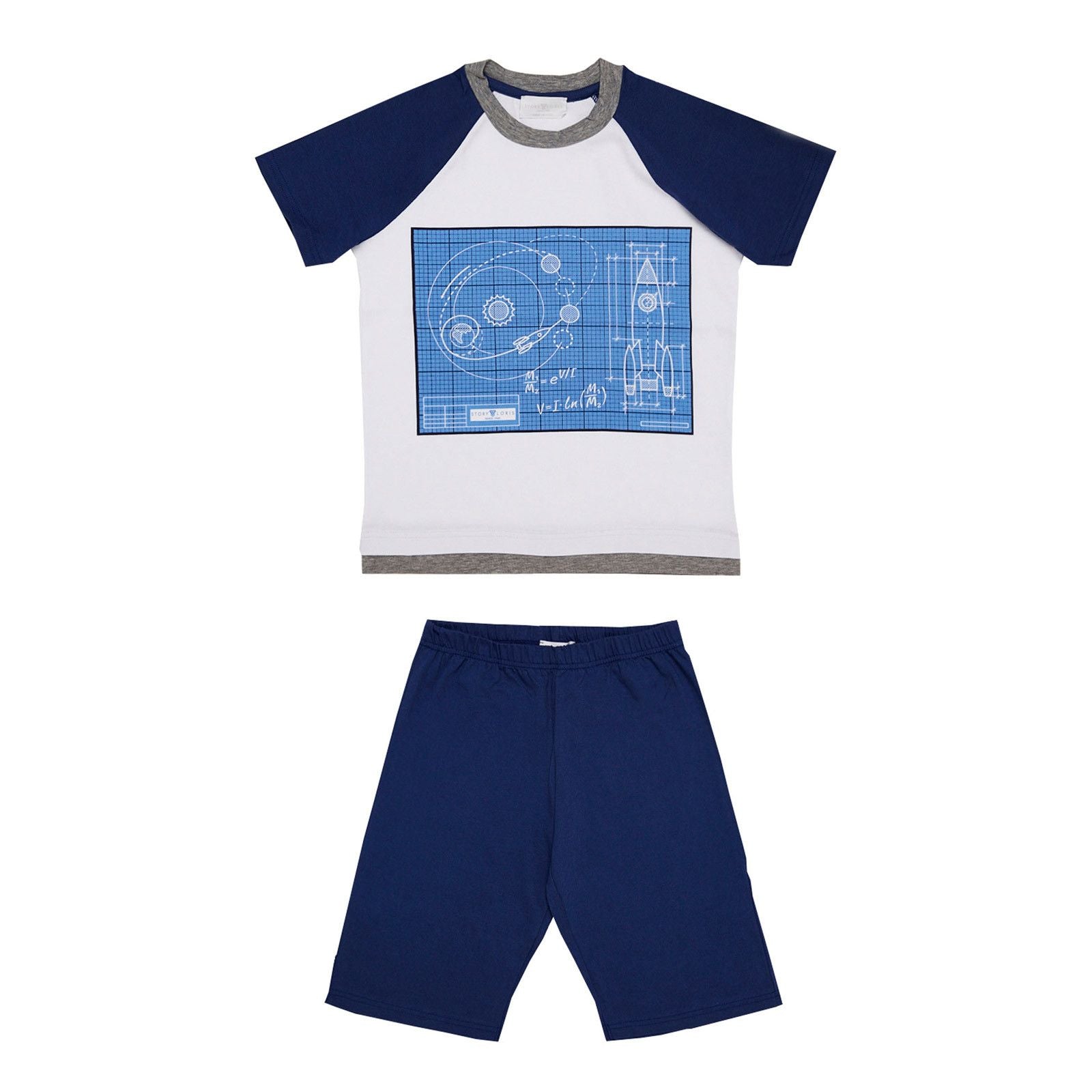 Boys White Top&Navy Blue Bottom  Pyjama - CÉMAROSE | Children's Fashion Store