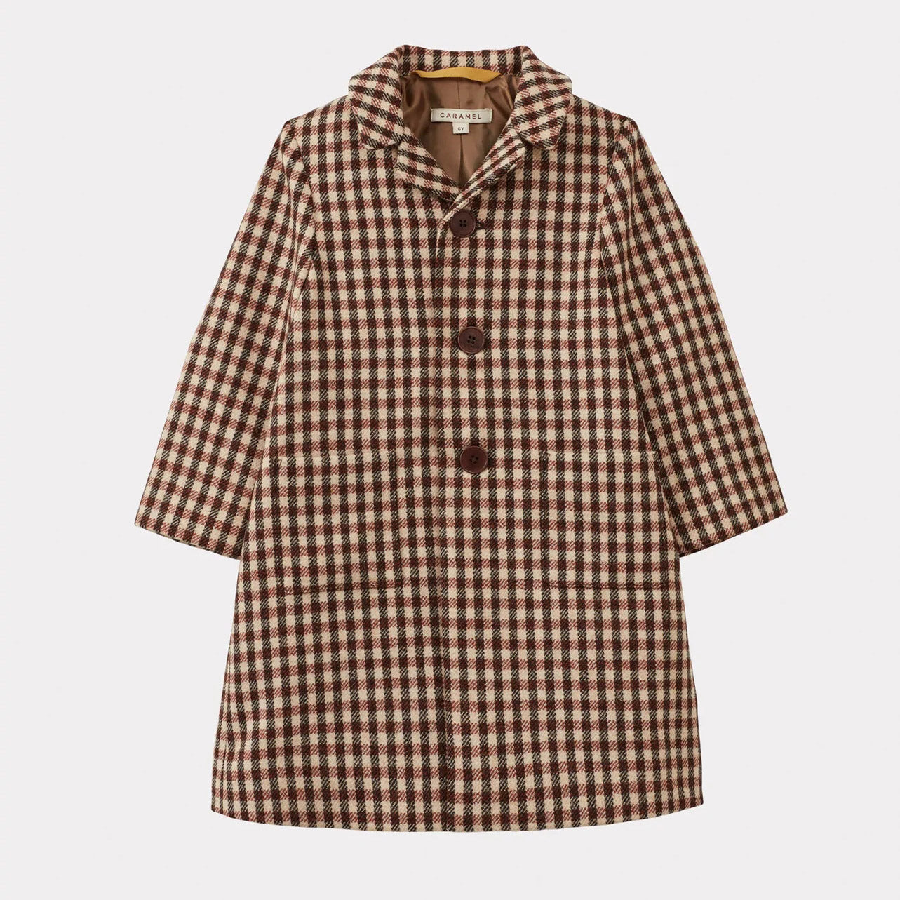 Boys & Girls Brown Check Wool Coat