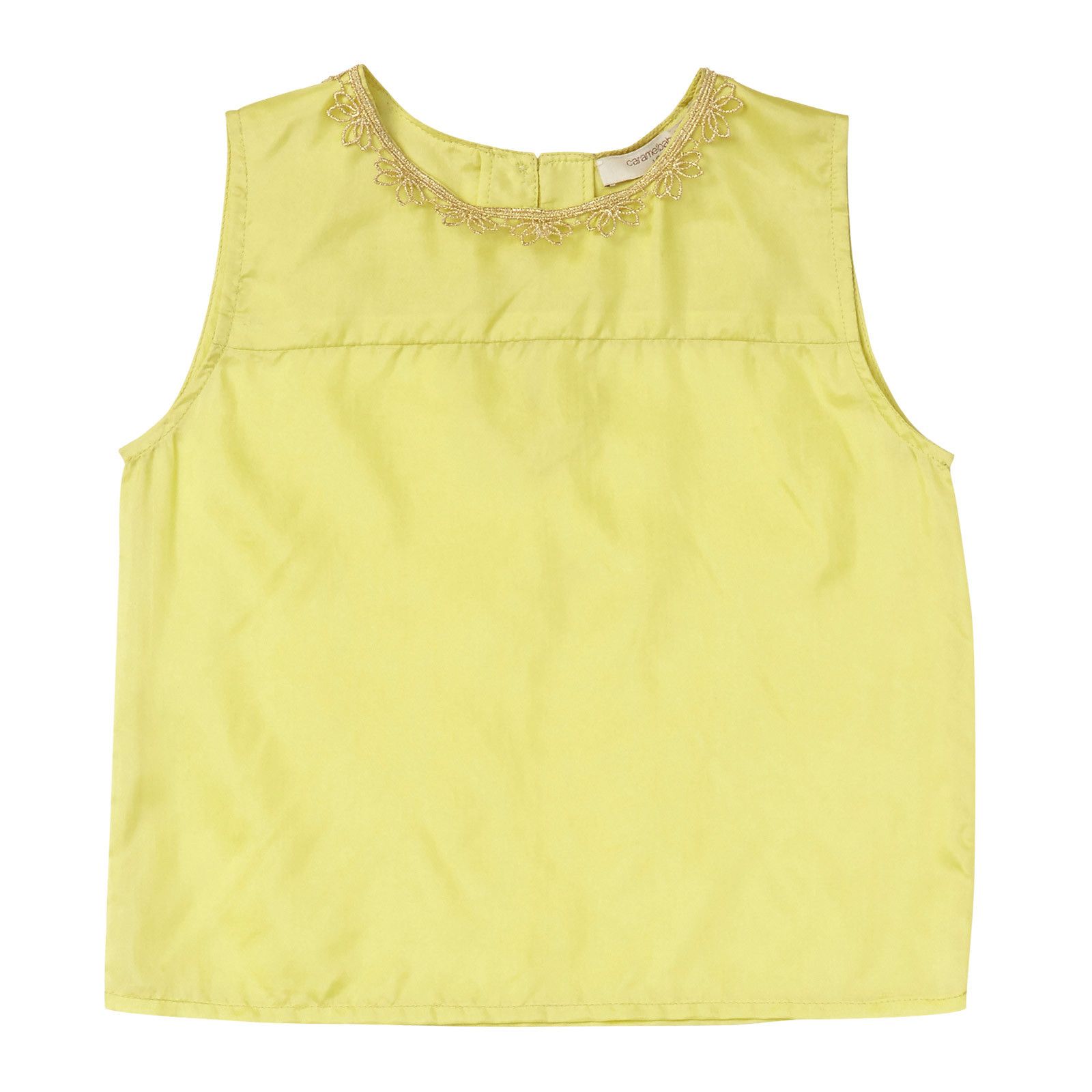 Girls Yellow Cotton&Silk Patch Trims Neck Blouse - CÉMAROSE | Children's Fashion Store