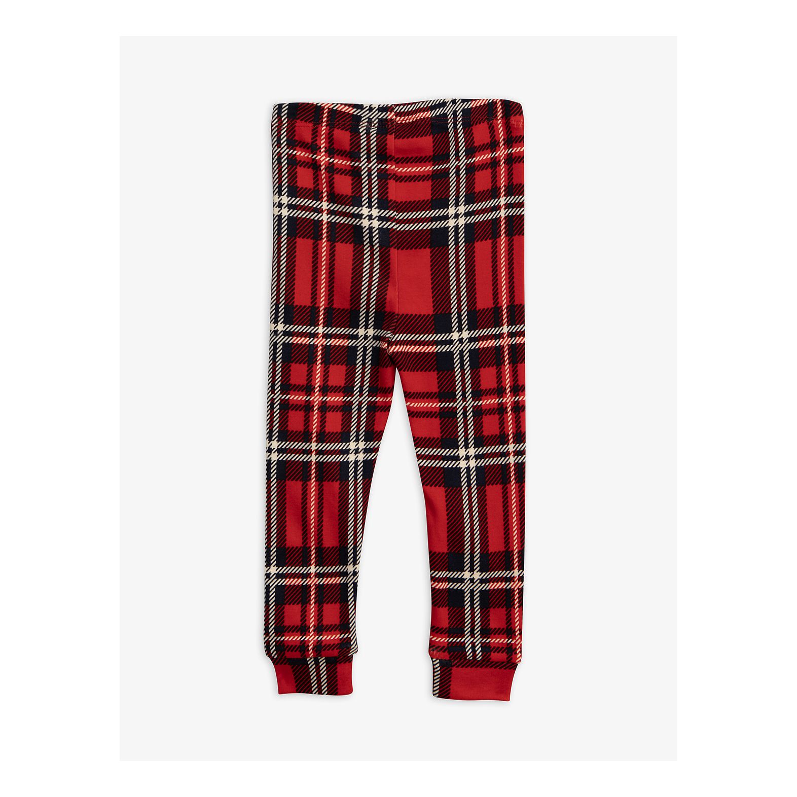 Girls Red Organic Cotton Check Leggings