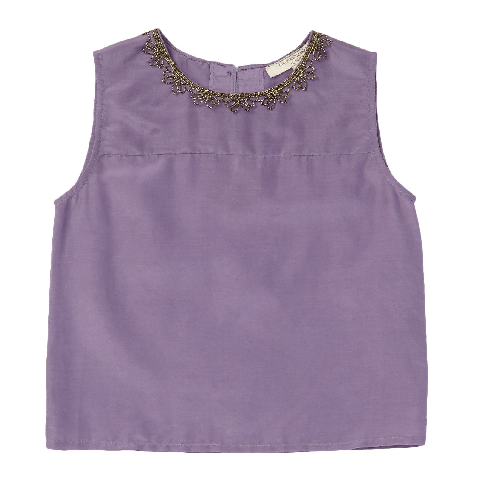 Girls Purple Cotton&Silk Patch Trims Neck Blouse - CÉMAROSE | Children's Fashion Store