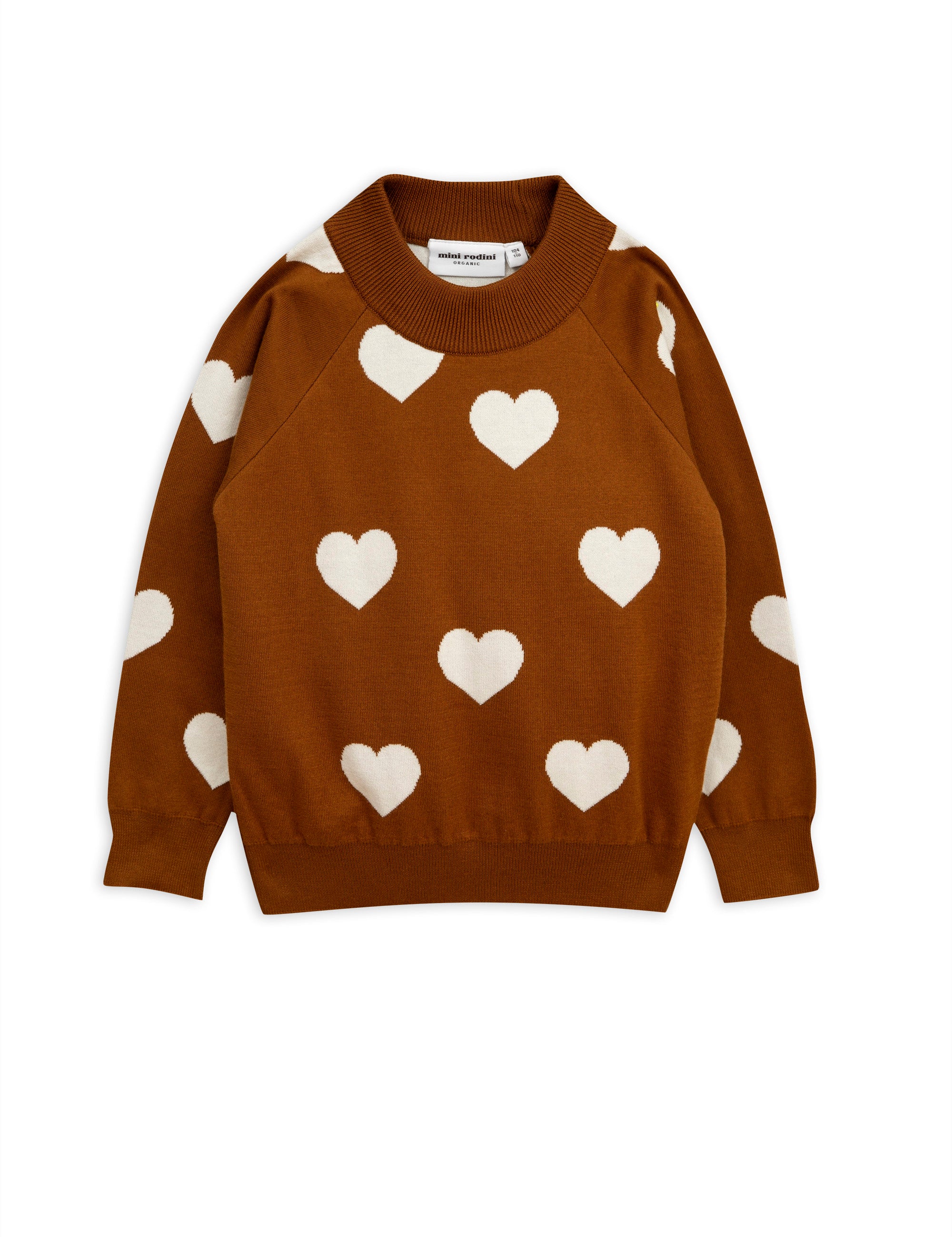 Girls Brown Heart Cotton Sweater