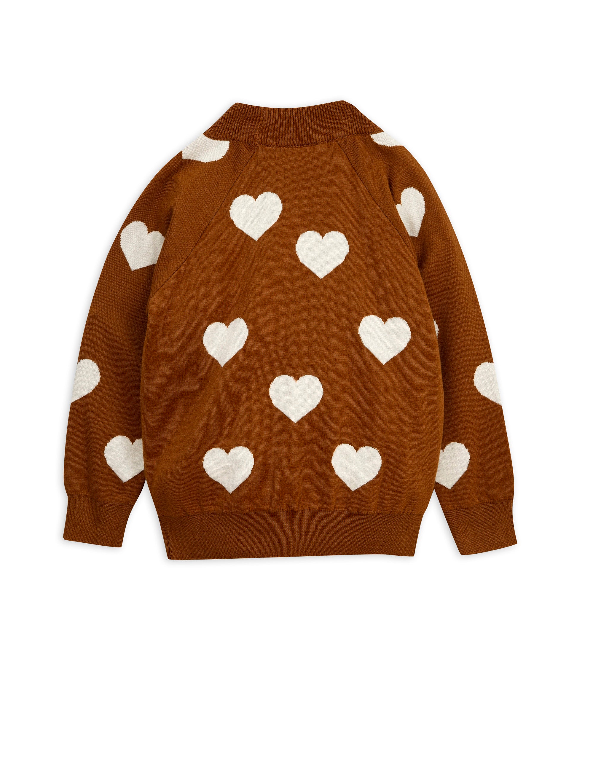 Girls Brown Heart Cotton Sweater