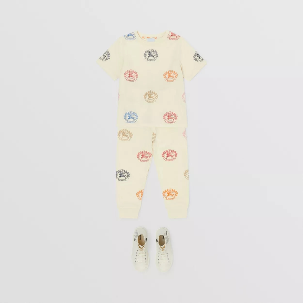 Boys & Girls Cream Printed Cotton T-Shirt