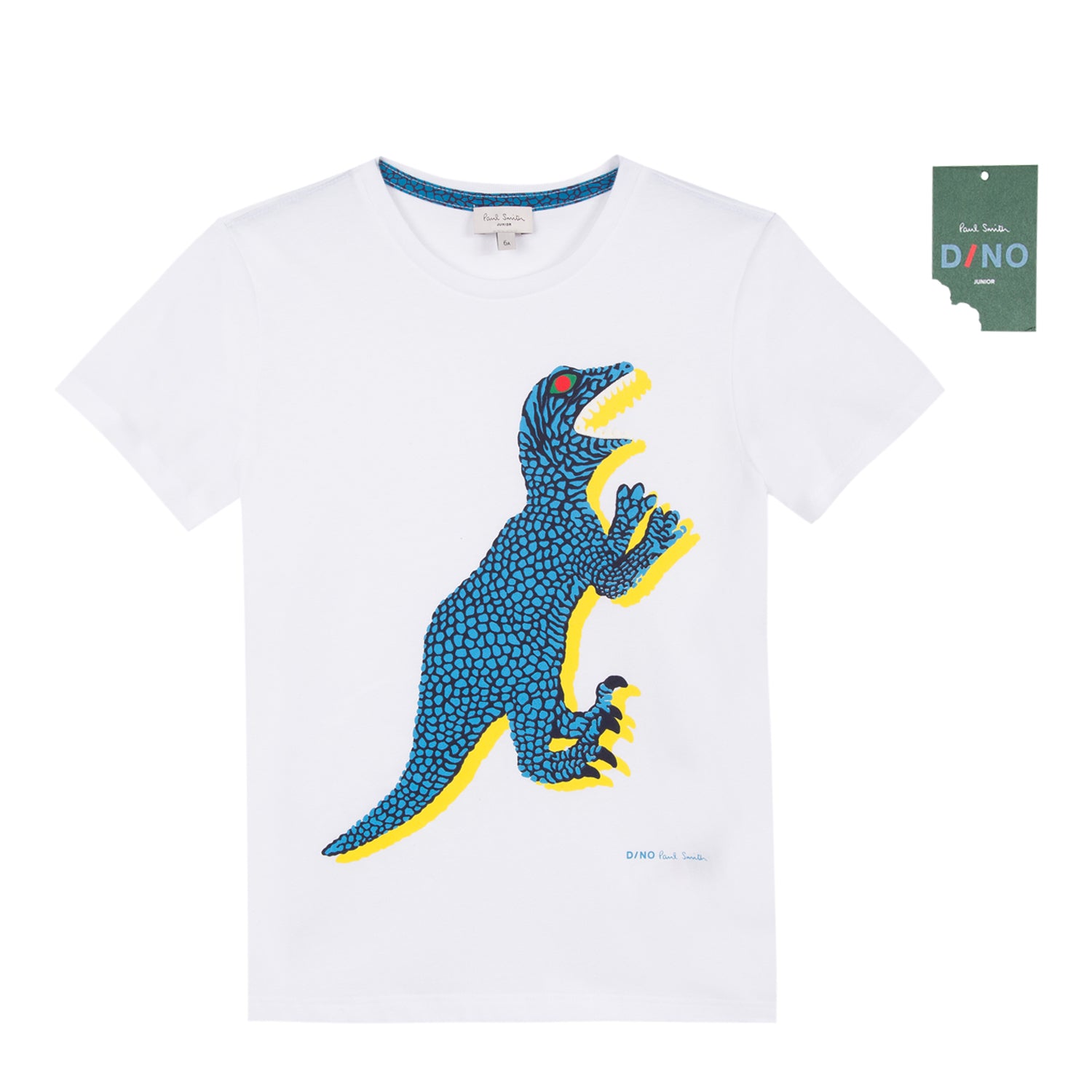 Boys White Dinosaur Cotton T-shirt