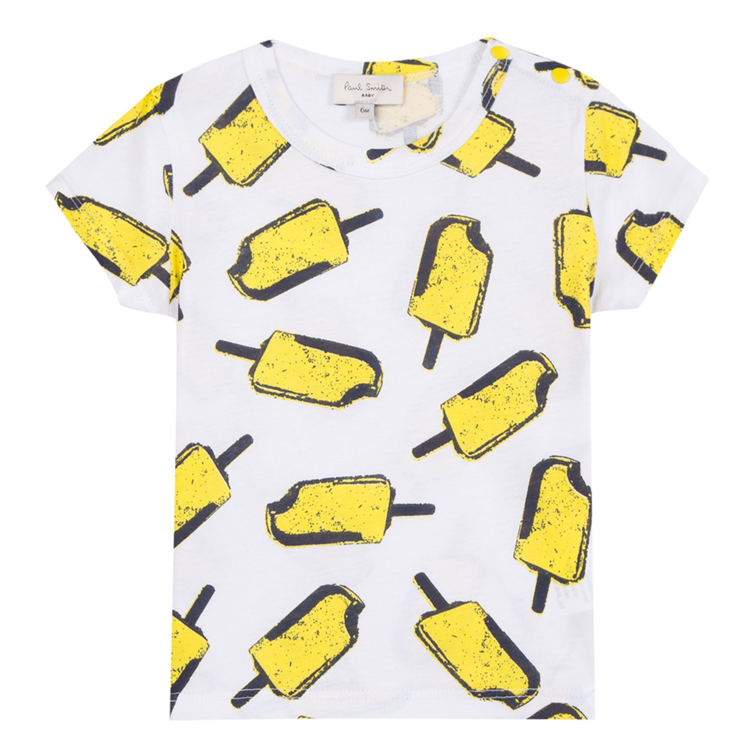 Baby Boys White & Yellow Cotton T-shirt