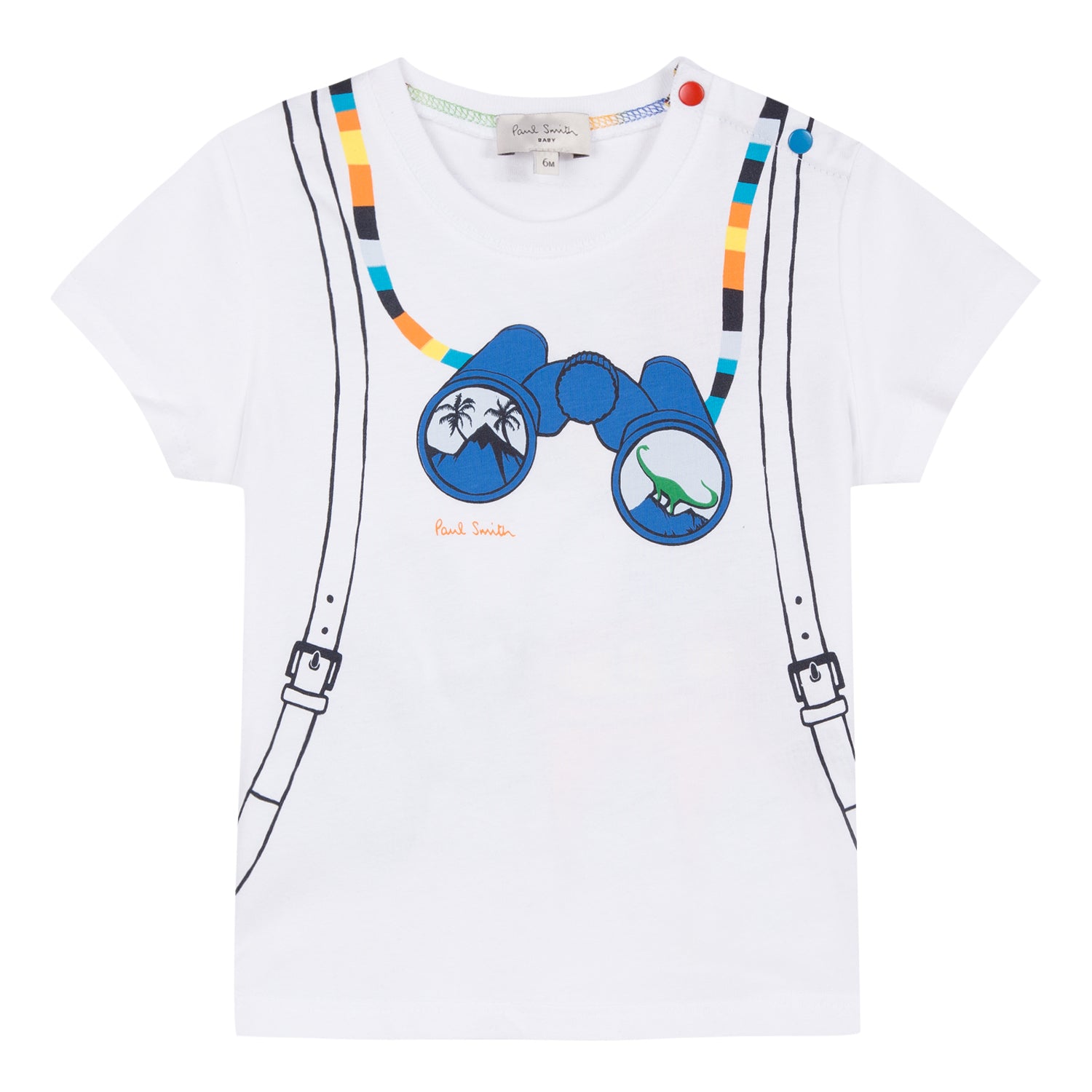 Baby Boys White Printed Cotton T-shirt