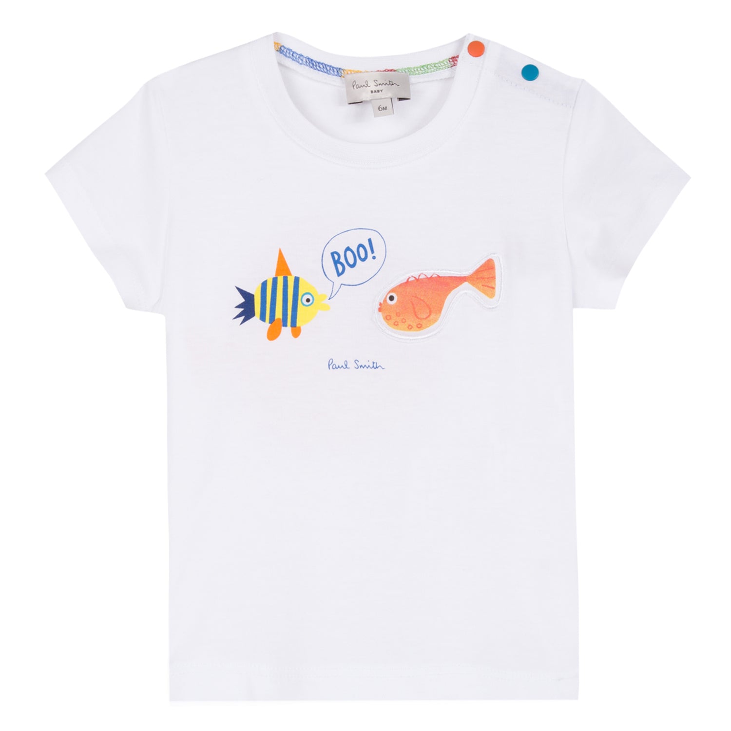 Baby Boys White Fish Cotton T-shirt
