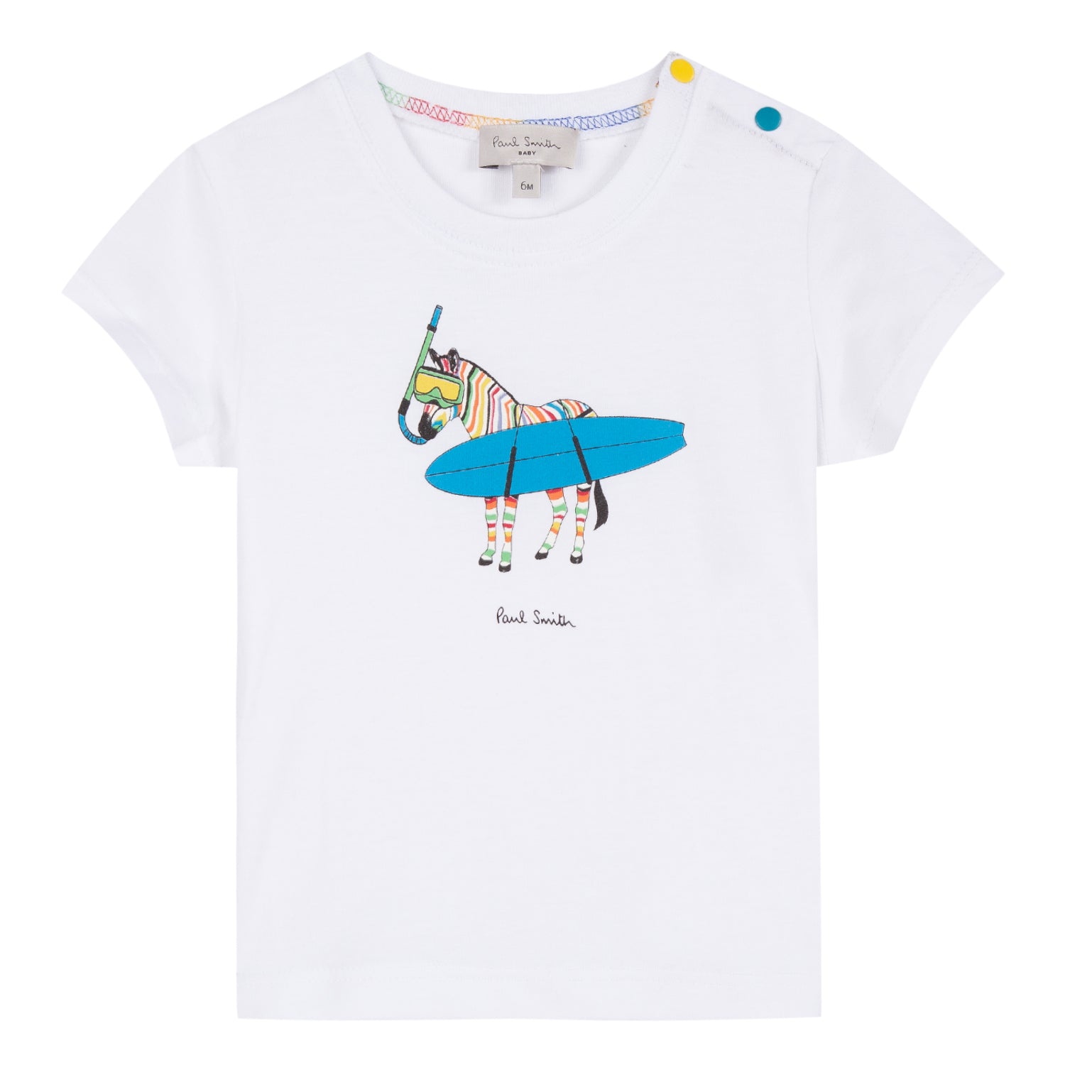 Baby Boys White Printed Cotton T-shirt