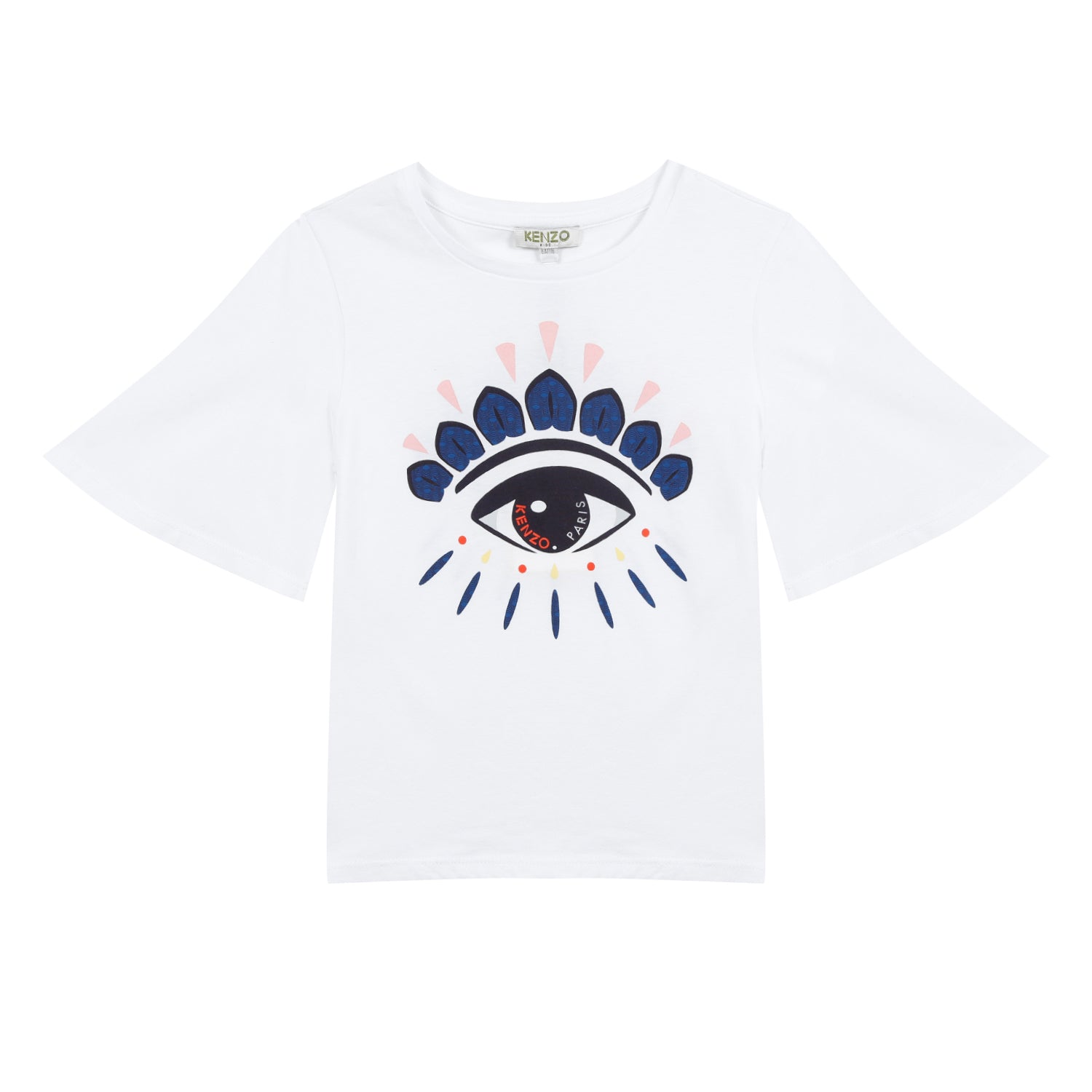 Girls White Eye Cotton T-shirt