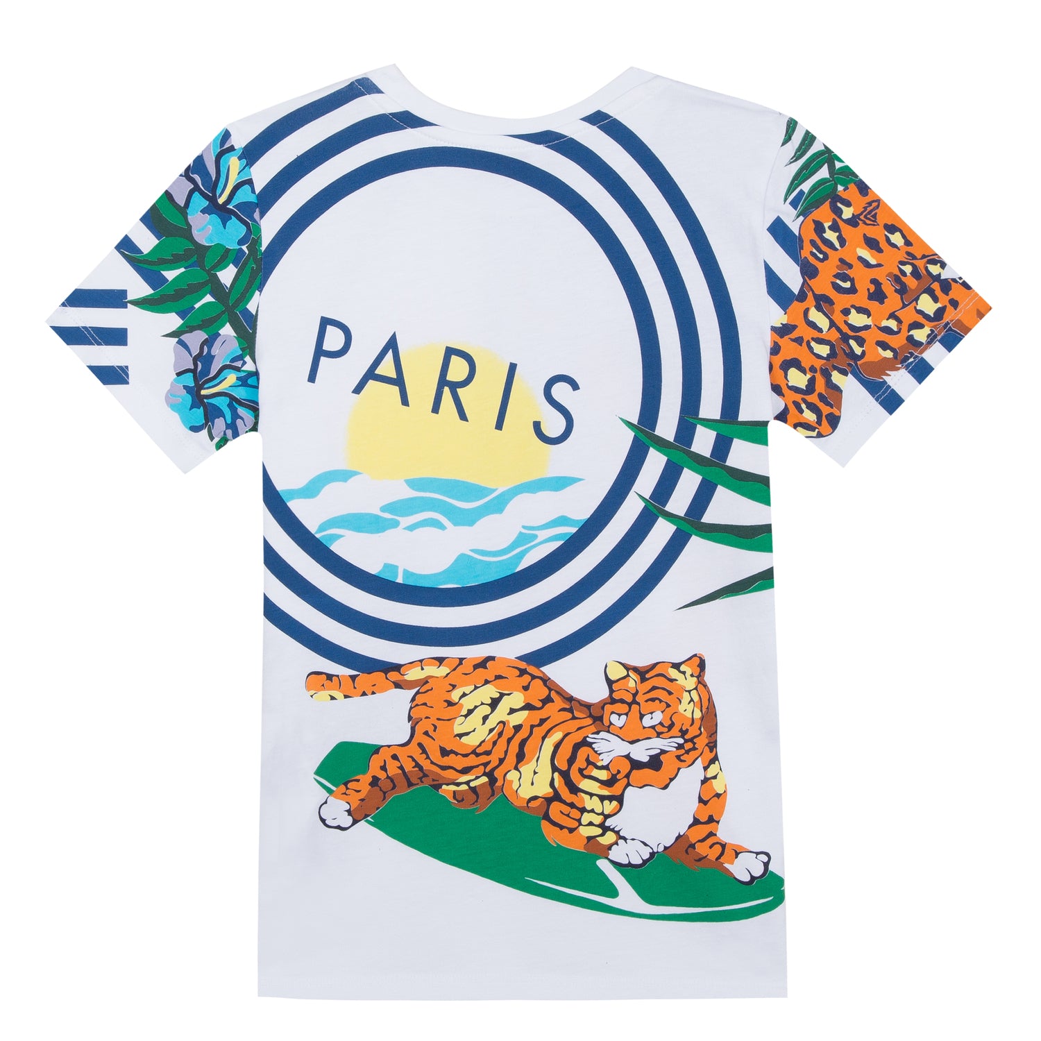 Boys White Printed Cotton T-shirt