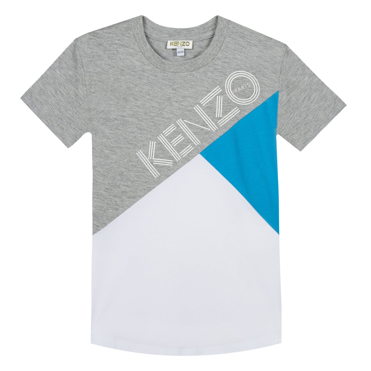 Boys Marl Grey & Blue Logo Cotton T-shirt