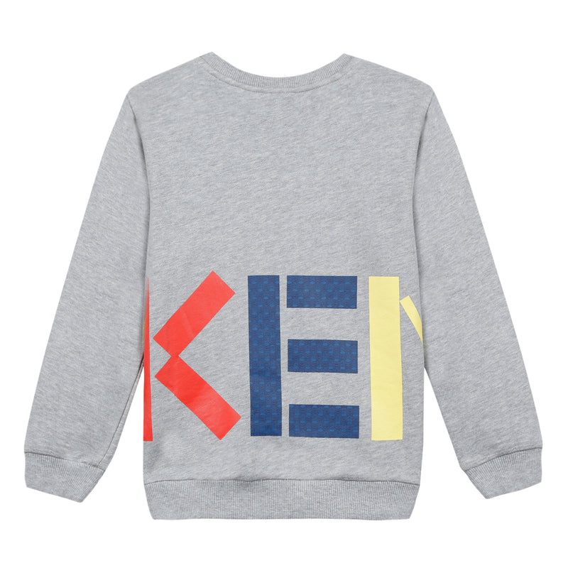Boys Marl Grey Logo Cotton Sweatshirt