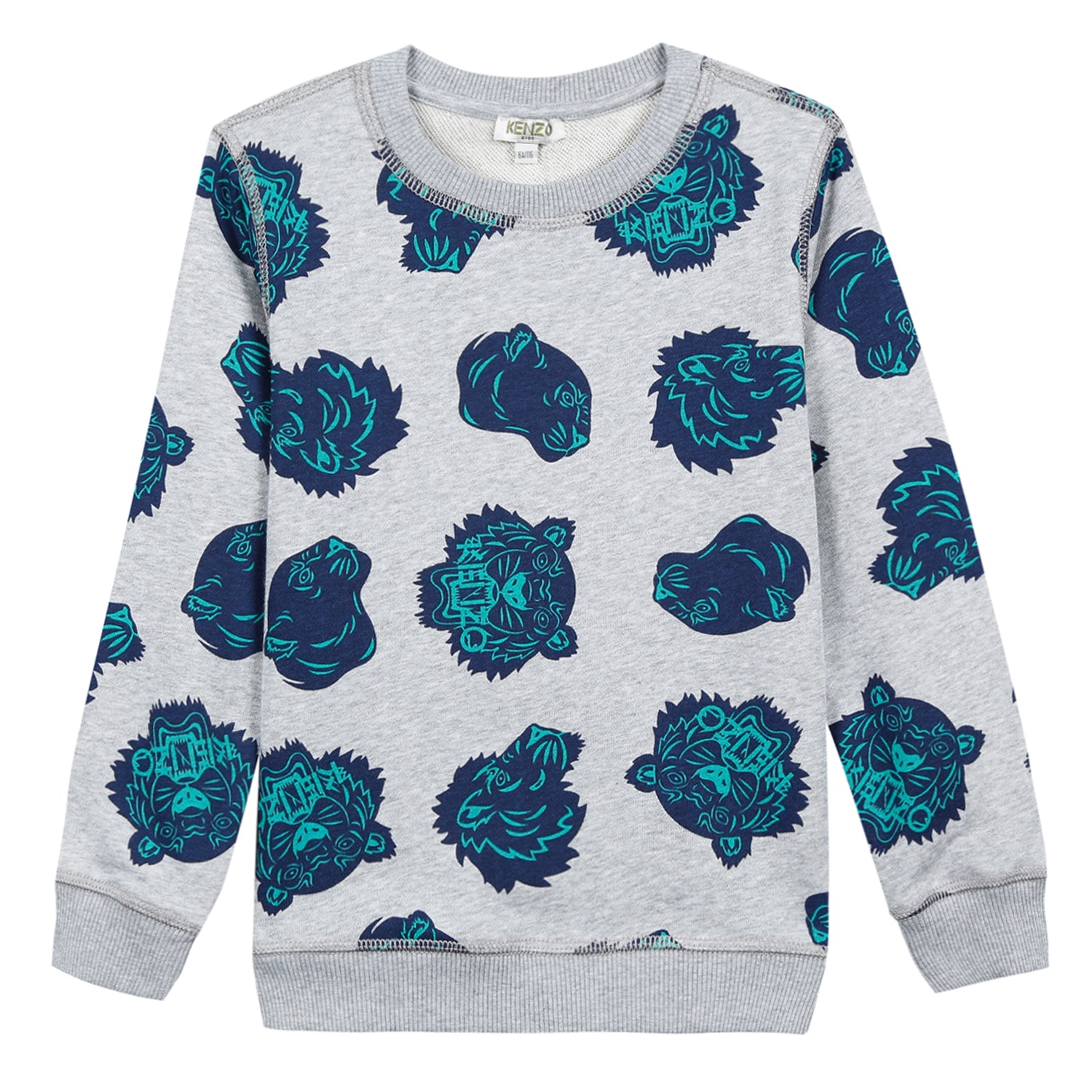 Boys Marl Grey Tiger Printed Cotton Sweatshirt