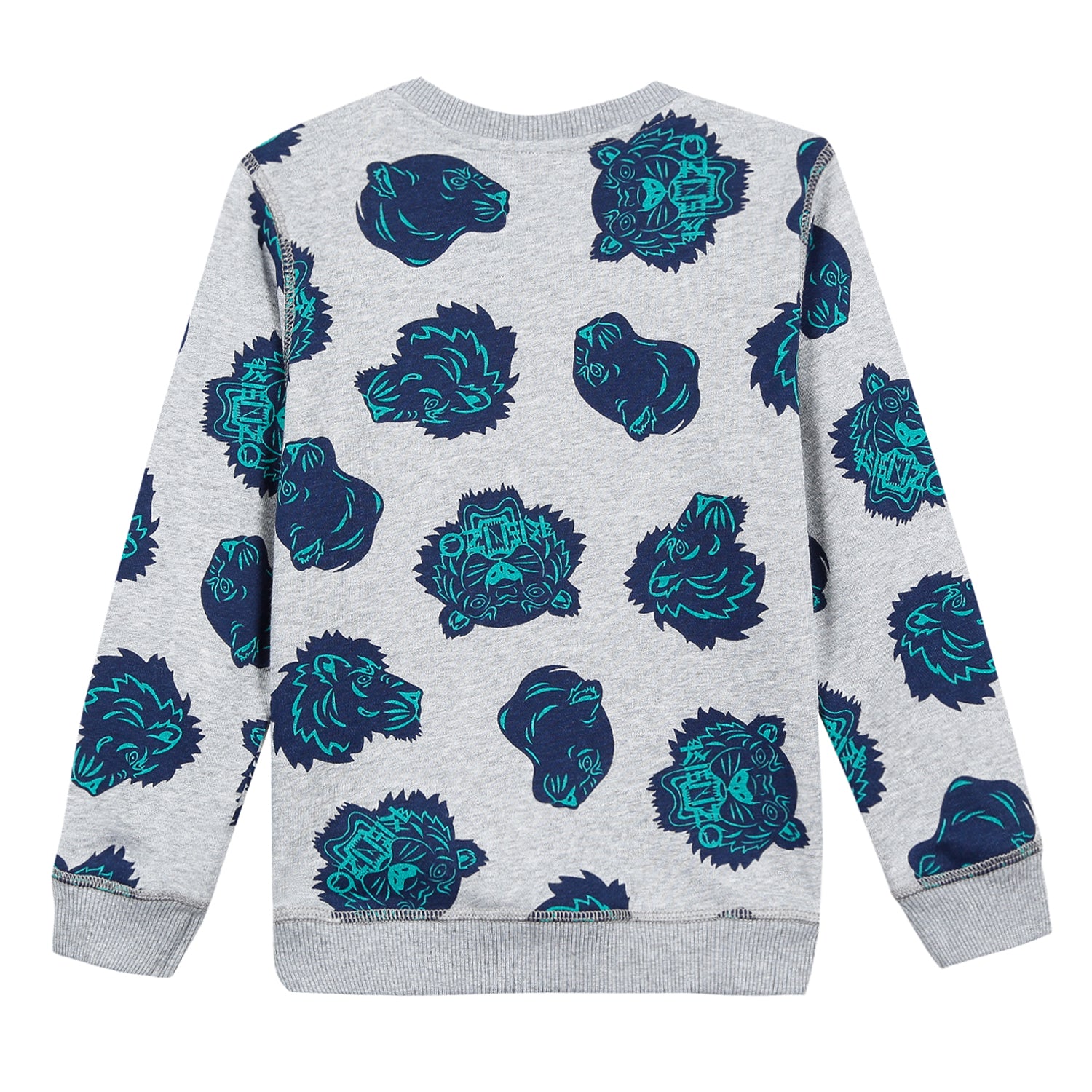 Boys Marl Grey Tiger Printed Cotton Sweatshirt