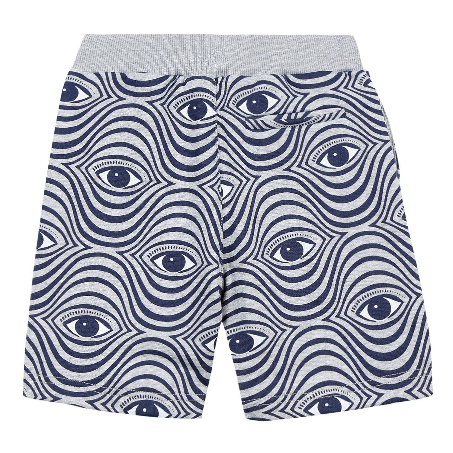 Boys Grey Eye Printed Cotton Shorts