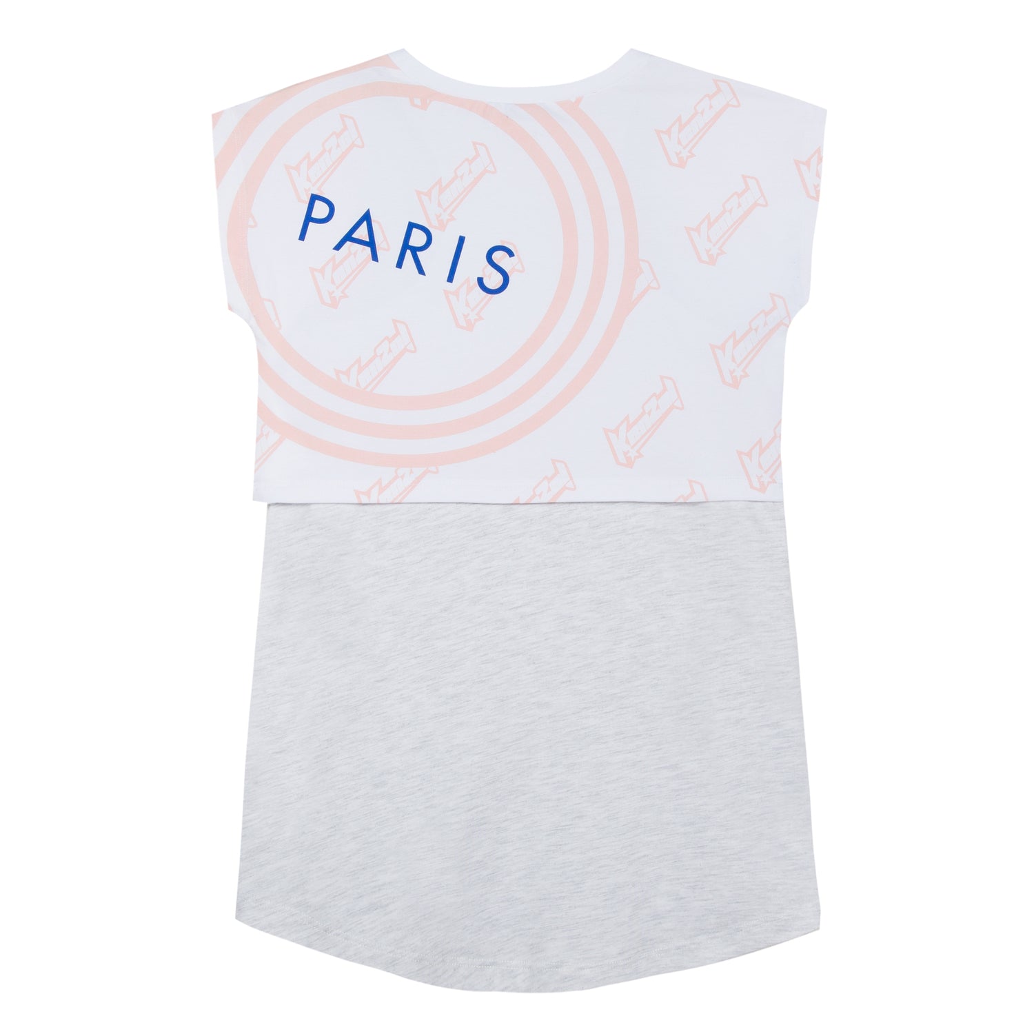 Girls Light Grey Printed Cotton Dress Set