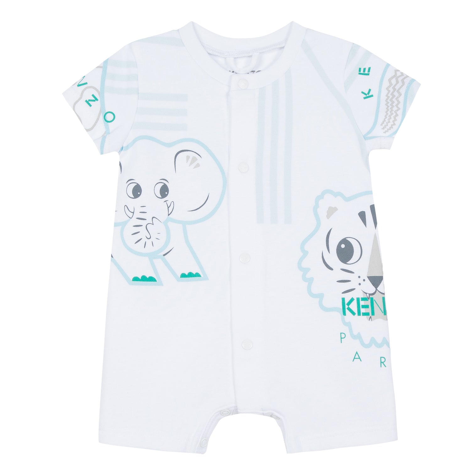 Baby Boys White Printed Babysuits