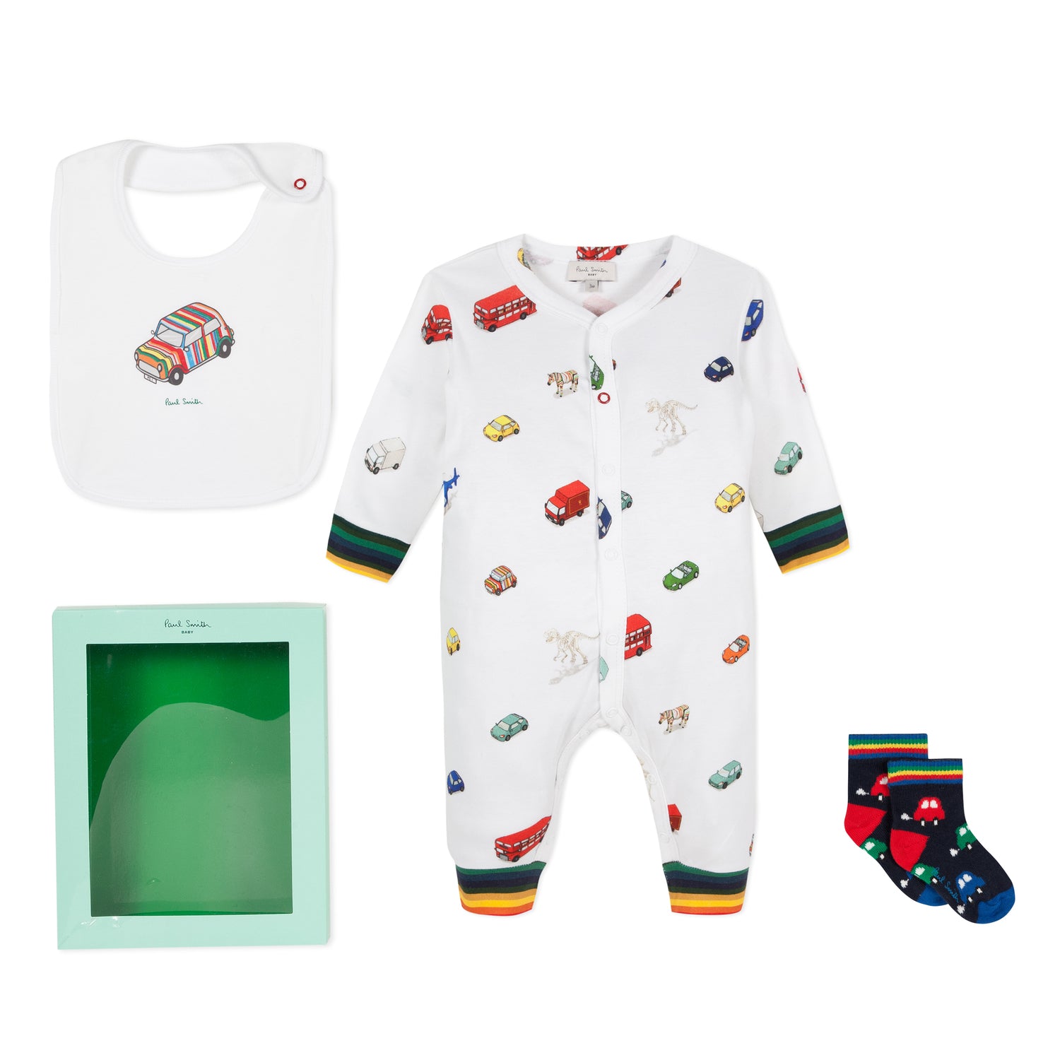 Baby Boys White Cotton Babysuit Gift Set