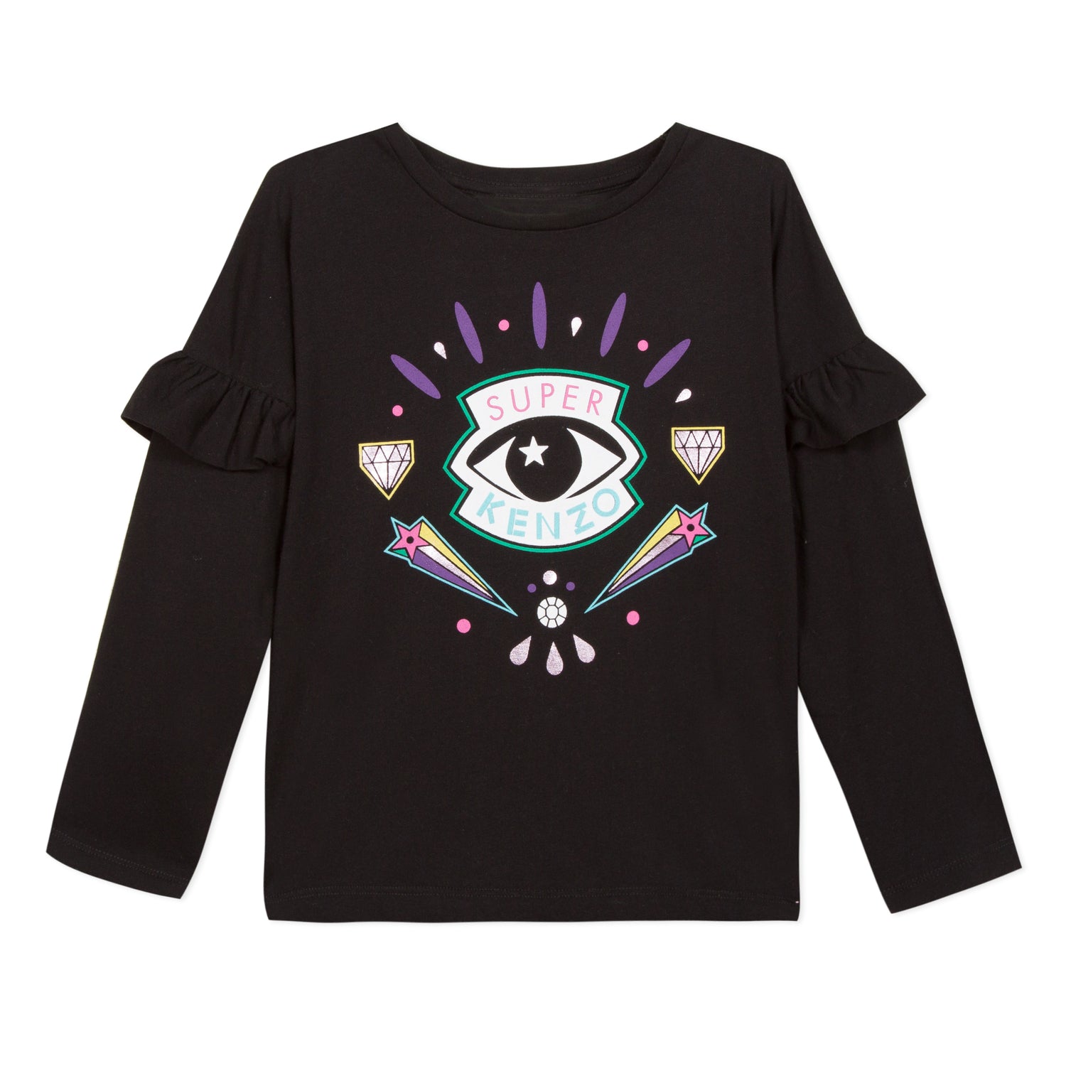 Girls Black Eye Cotton Long Sleeves T-shirt
