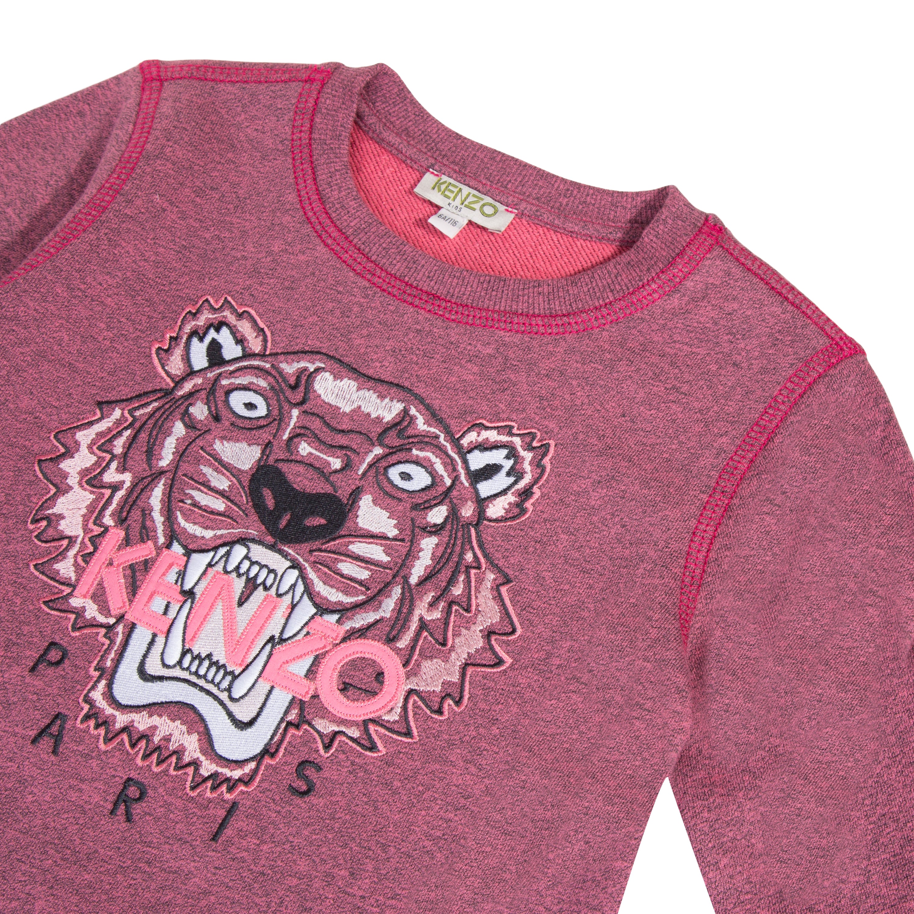 Girls Bright Pink Tiger Cotton Sweatshirt