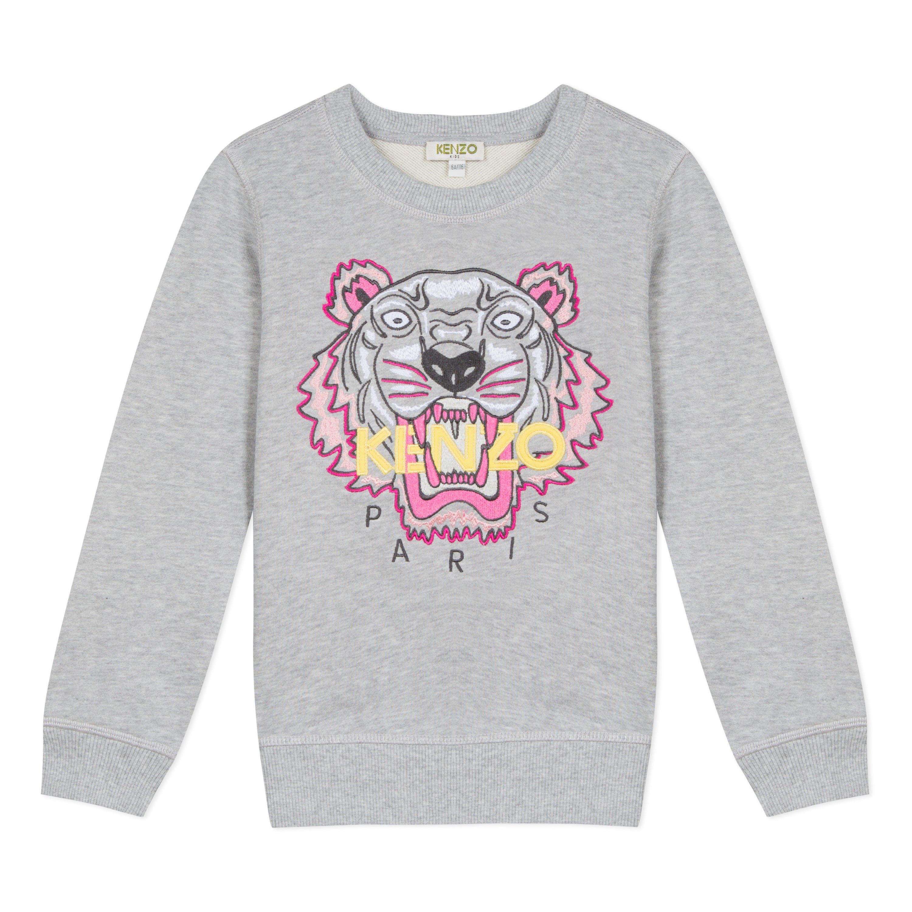 Girls Grey Tiger Cotton Sweatshirt