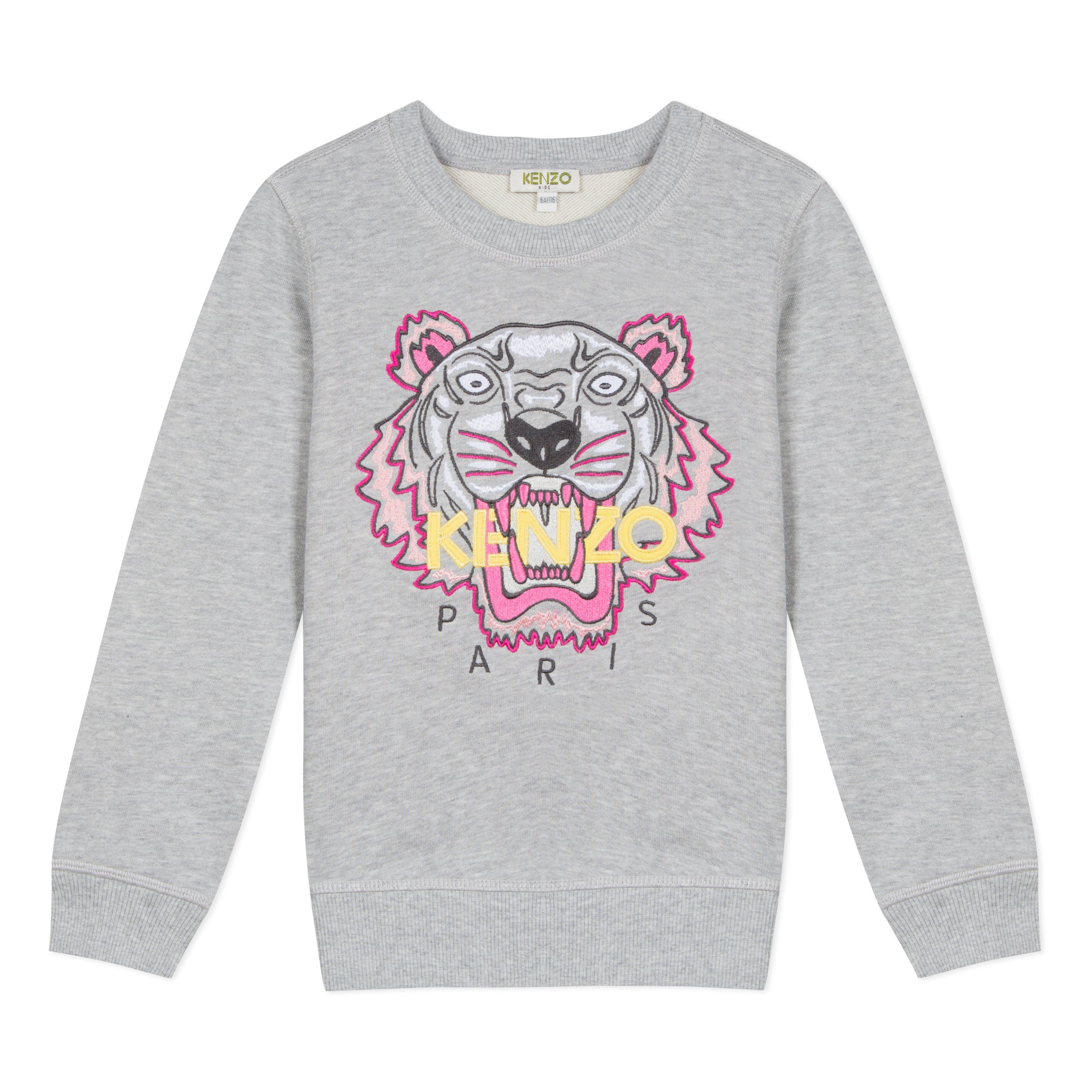 Girls Grey Tiger Cotton Sweatshirt