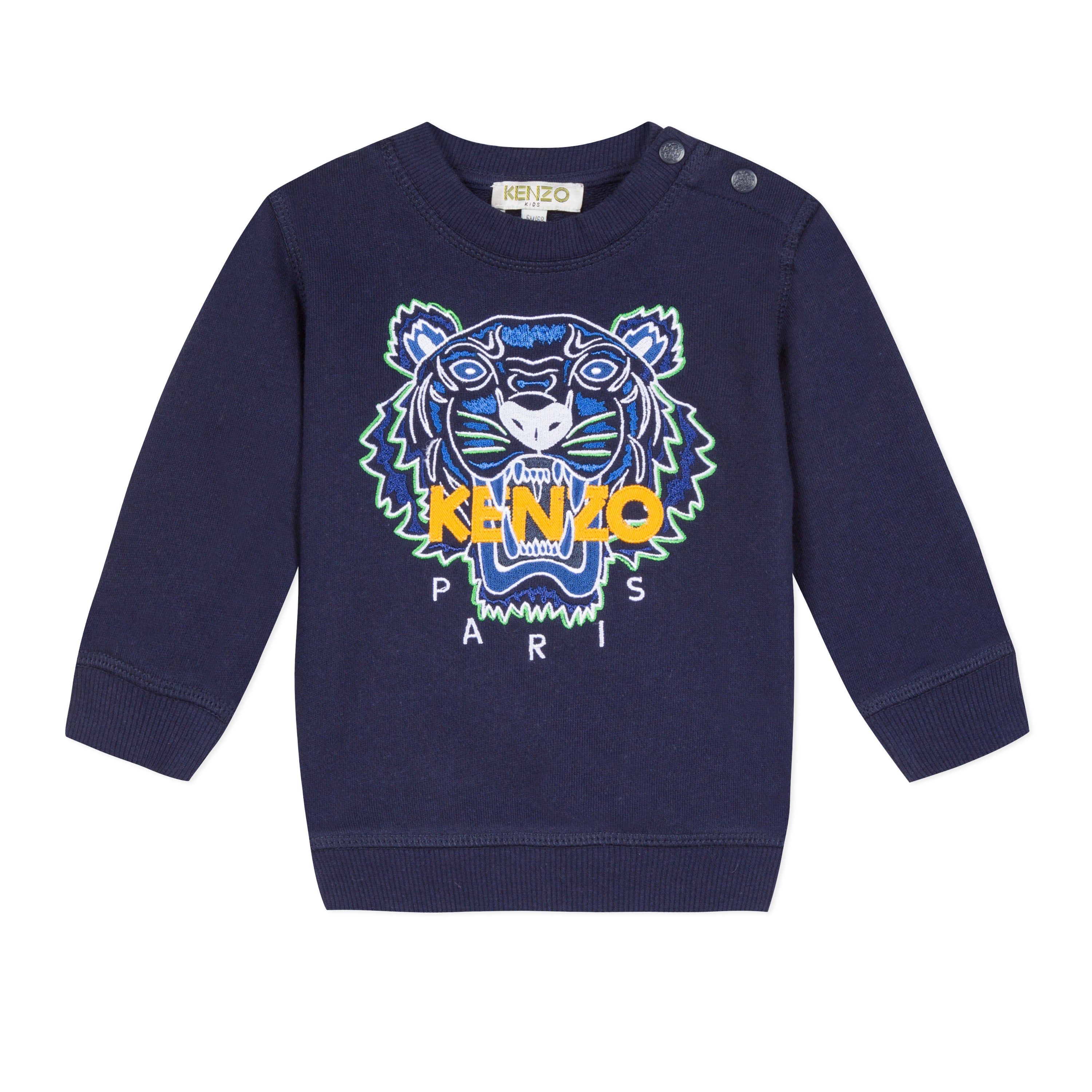 Baby Boys Navy Tiger Cotton Sweatshirt