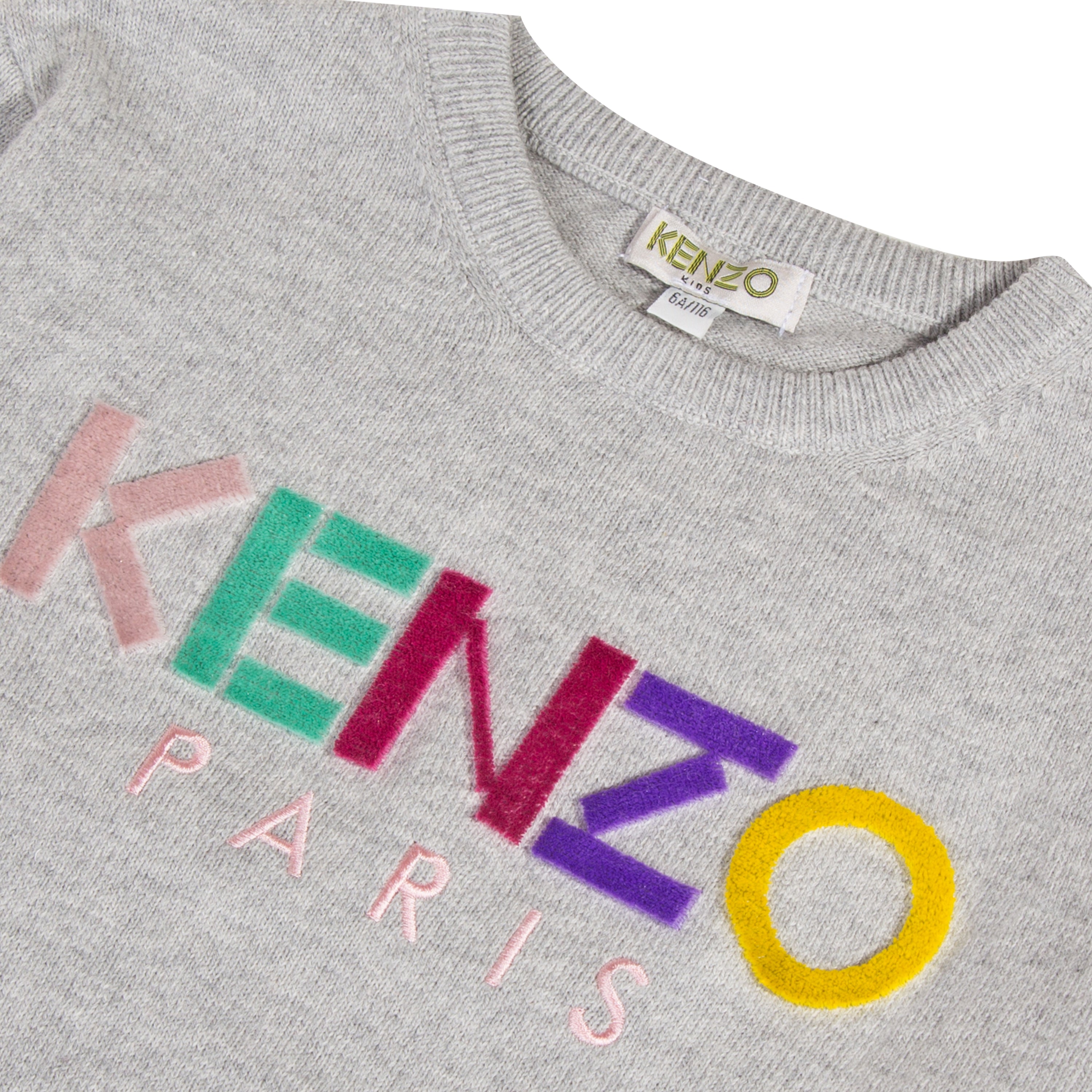 Girls Grey Logo Cotton Sweater