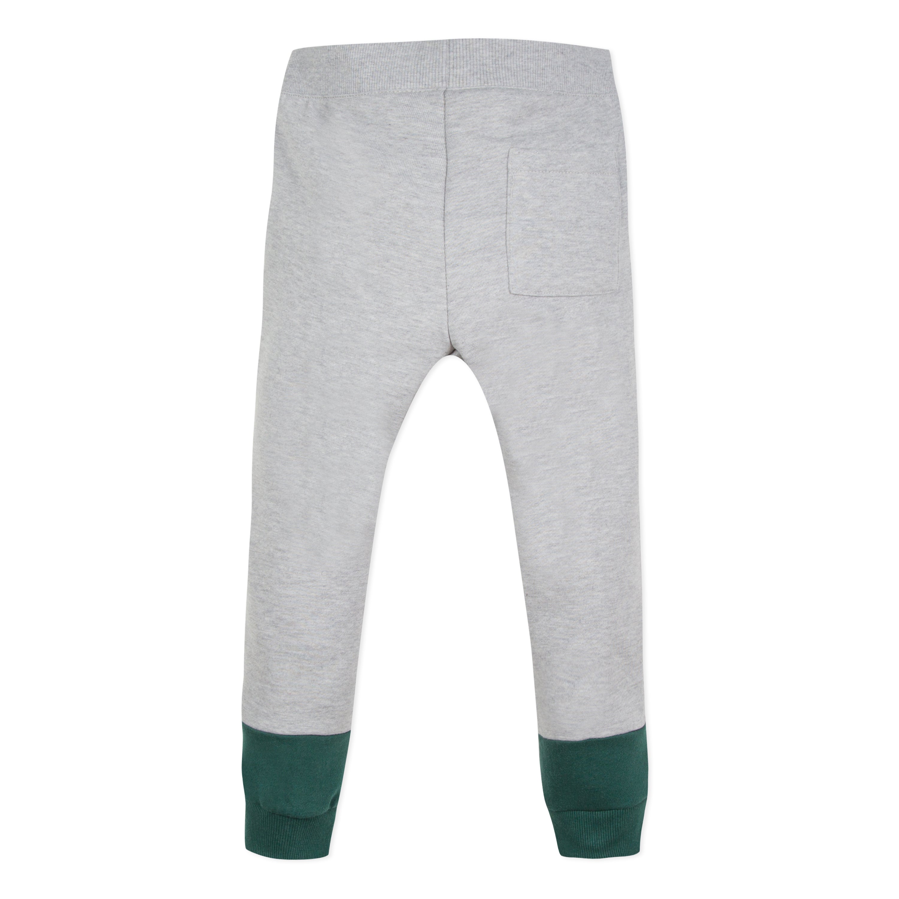 Boys Grey & Green Drawstring Cotton Trousers