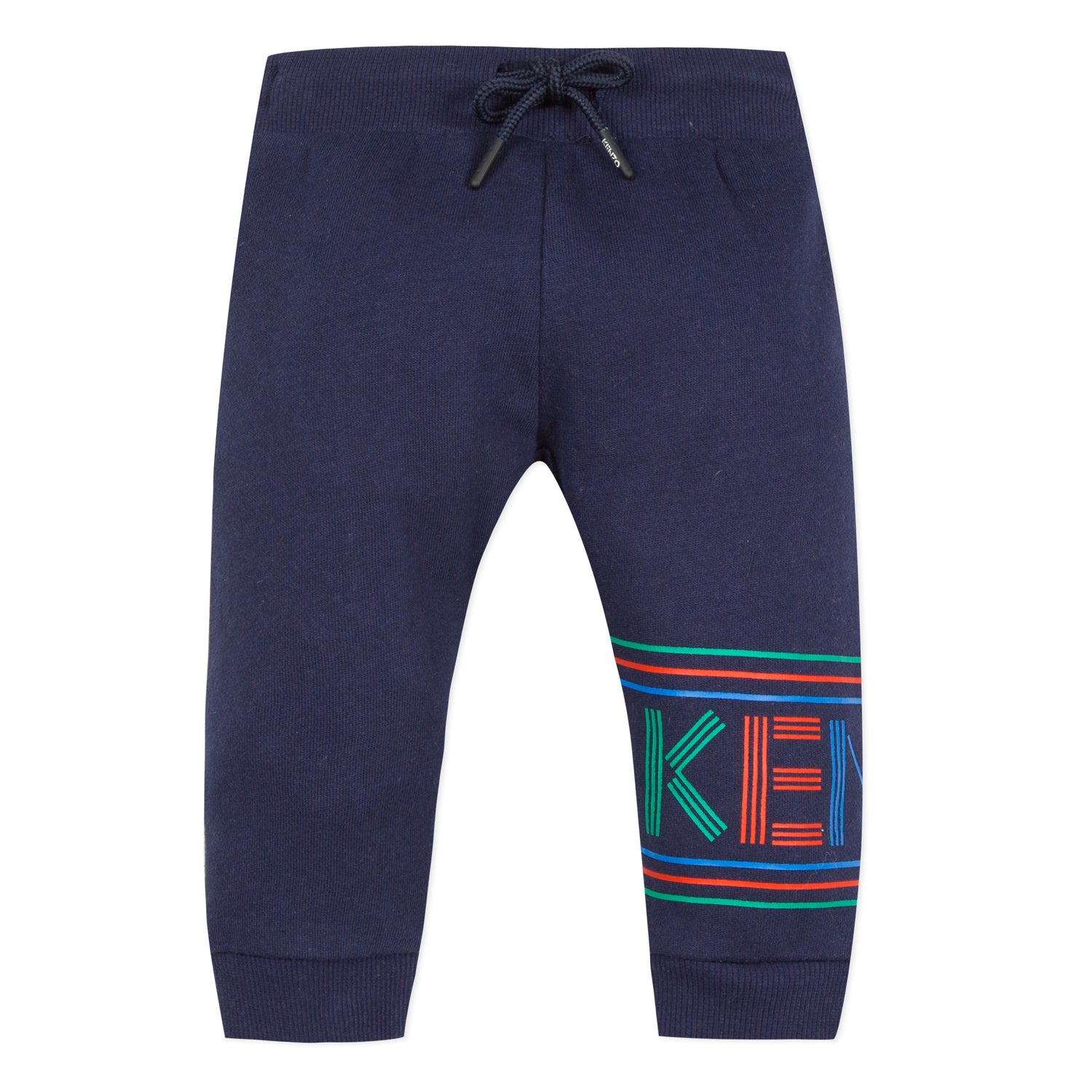 Baby Boys Navy Logo Cotton Trousers