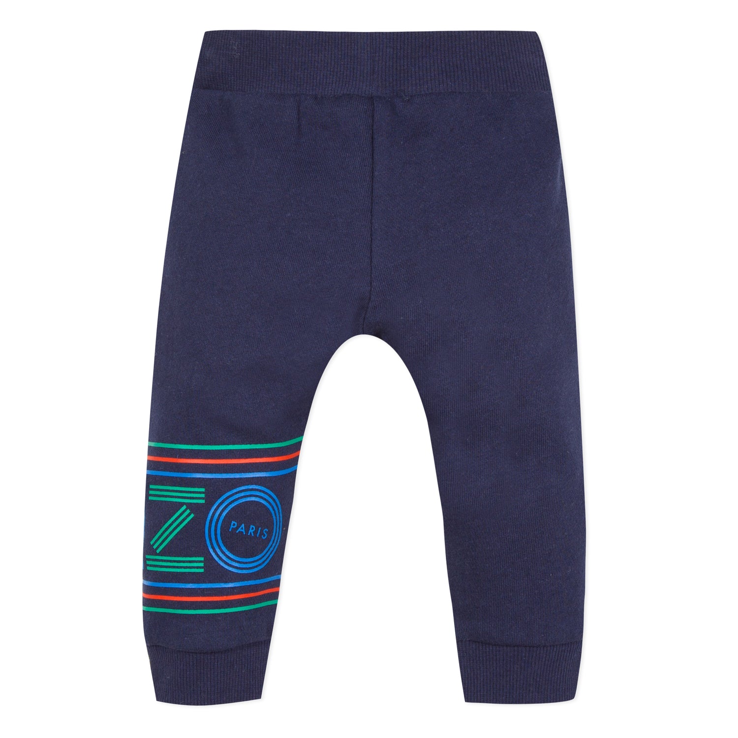 Baby Boys Navy Logo Cotton Trousers